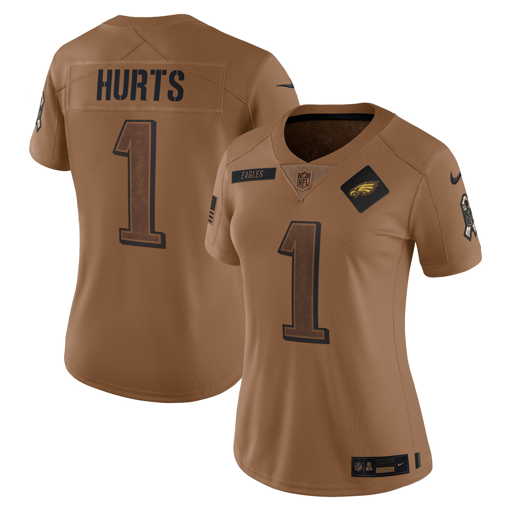 Jalen Hurts Philadelphia Eagles  Women's 2023 Salute To Service Limited Jersey - Brown
