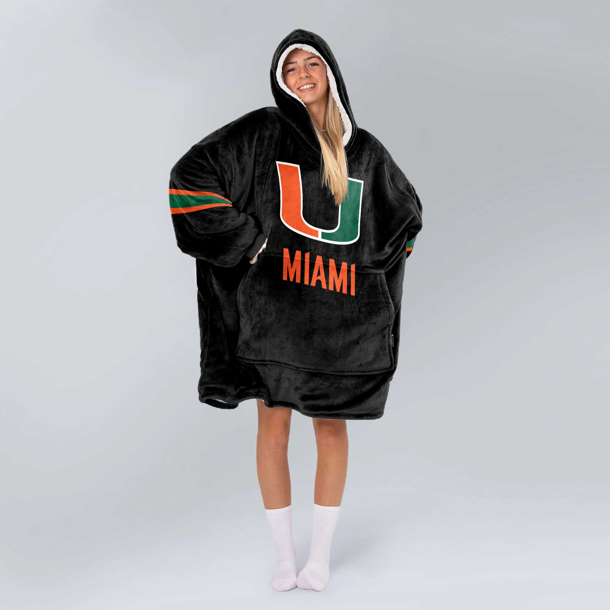 Adult #1 Miami Football Unisex Blanket Hoodie