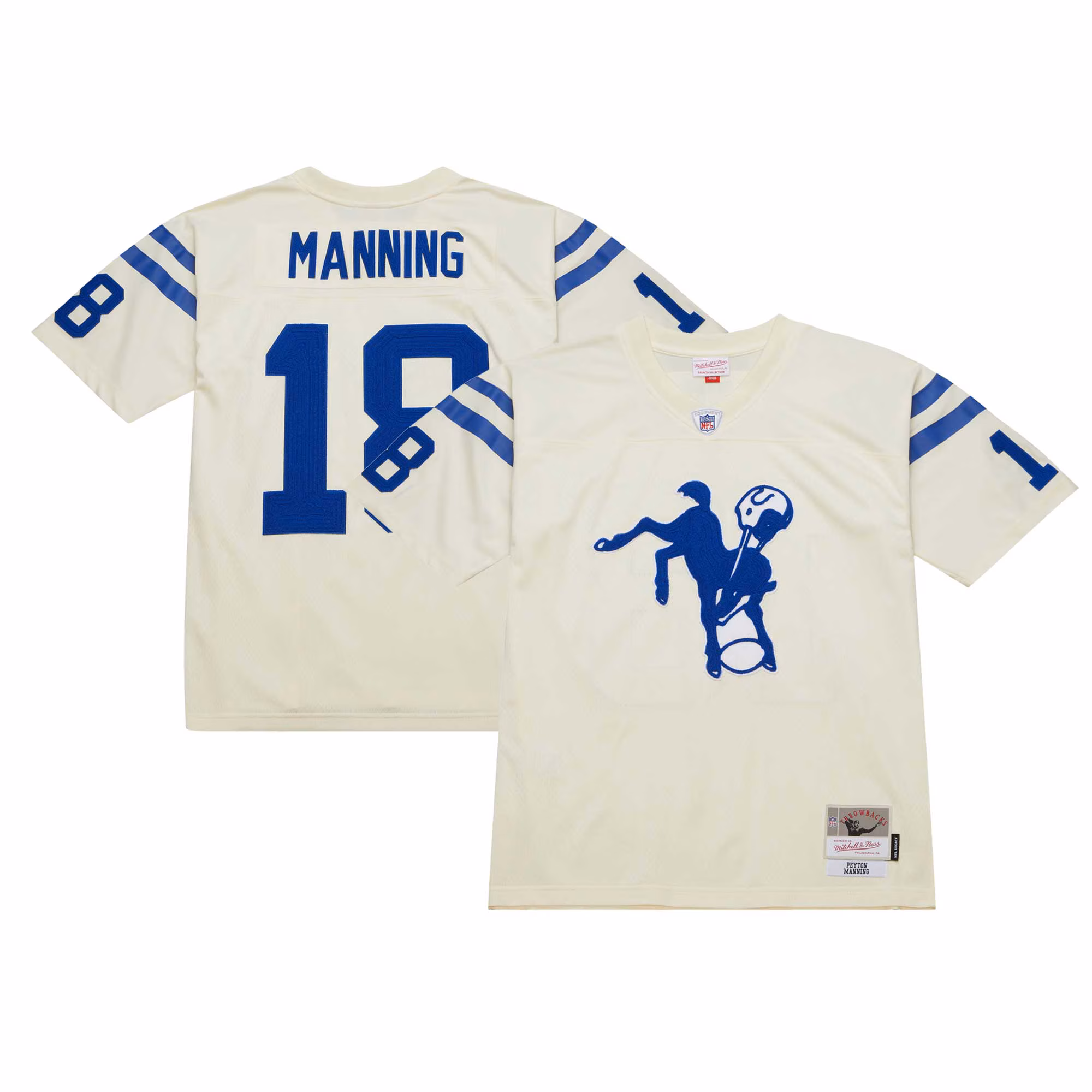 Peyton Manning Indianapolis Colts Chainstitch Legacy Jersey - Cream