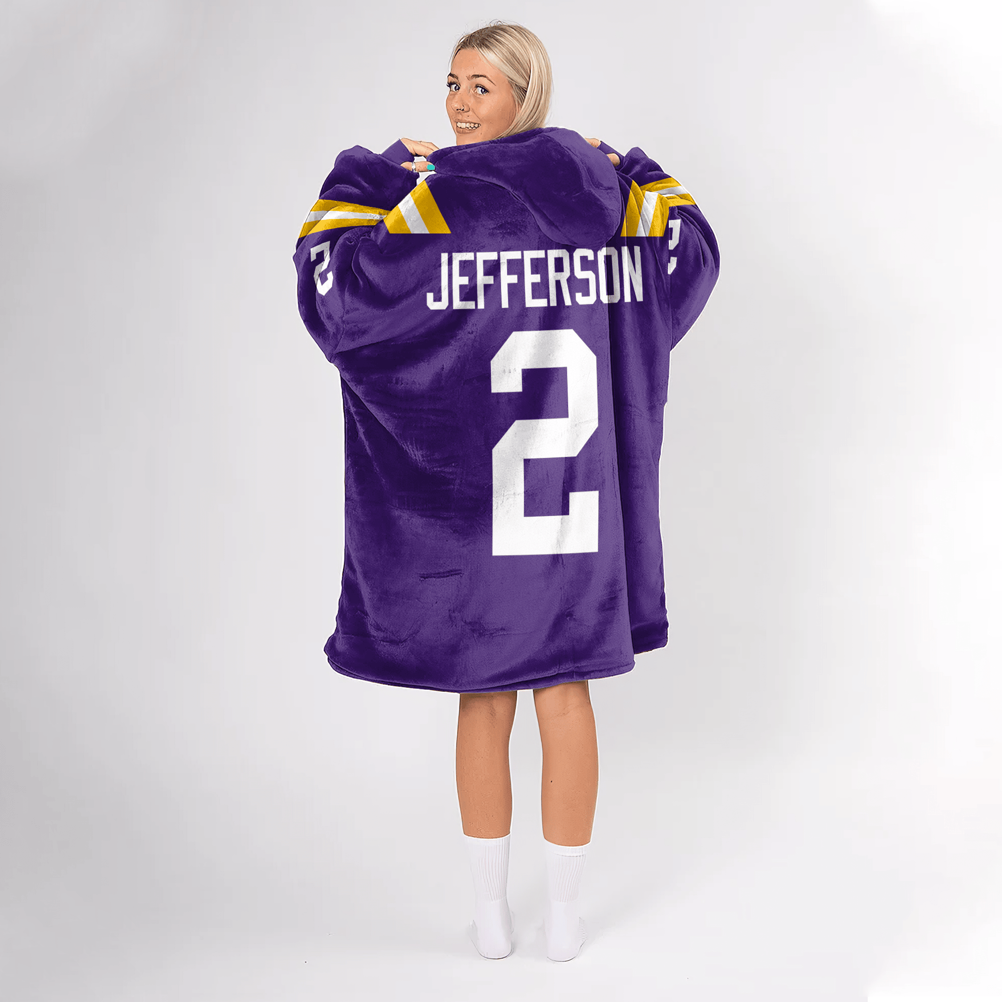 Adult J.J 2 LSU Football Unisex Blanket Hoodie