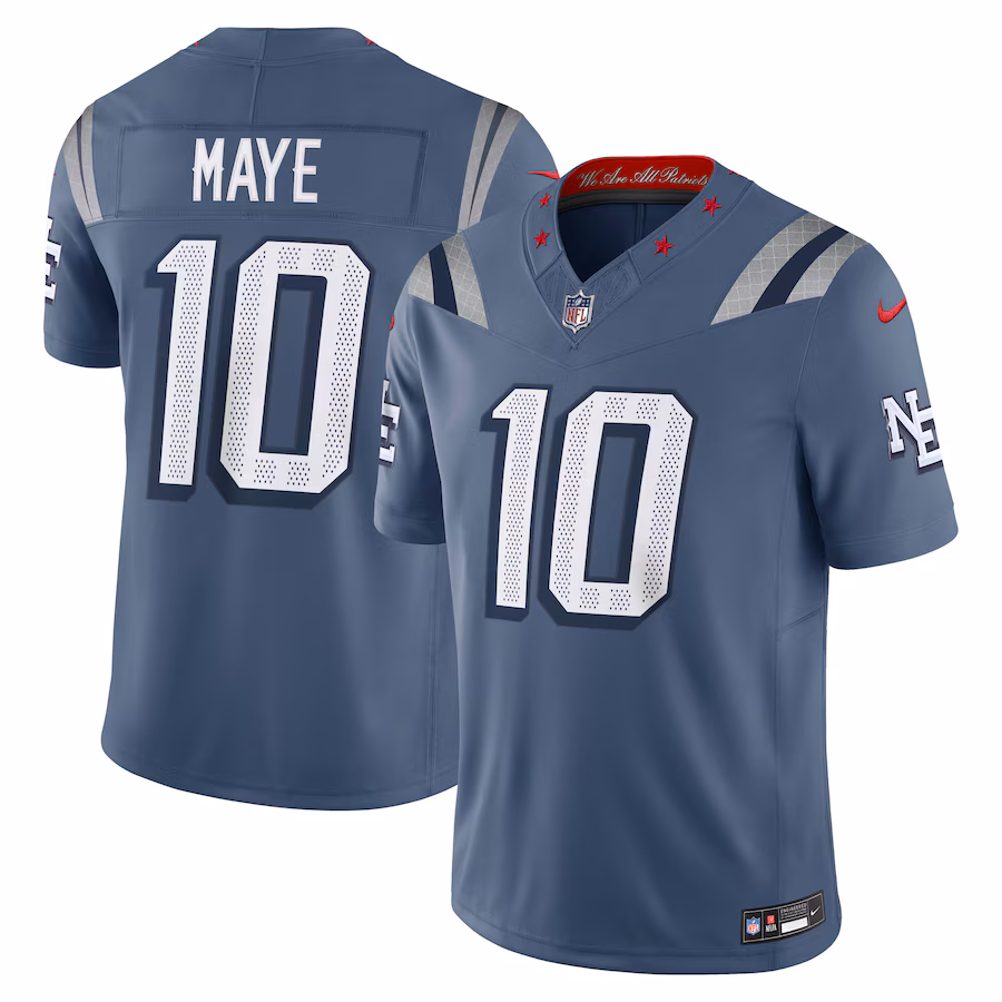 Drake Maye #10 New England Patriots 2025 Rivalries Collection Limited Jersey - Storm Blue