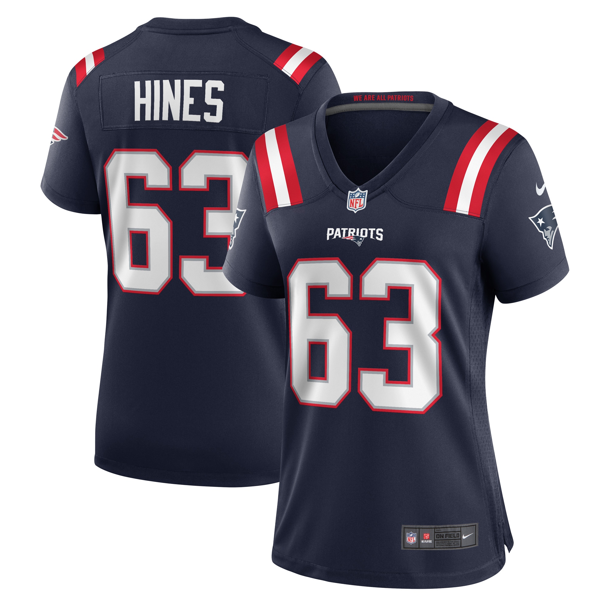 Chasen Hines New England Patriots Women's Game Player Jersey - Navy