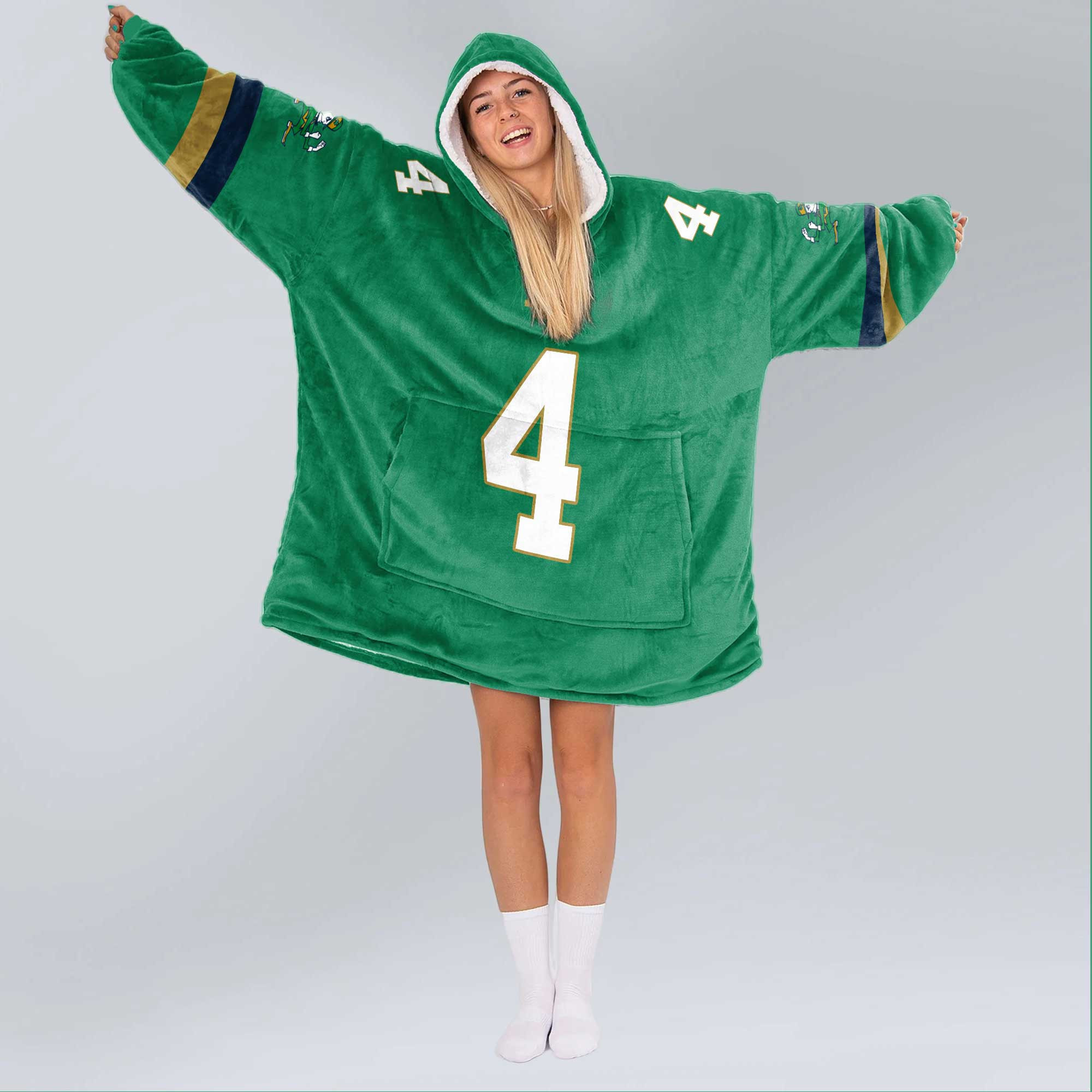 Adult 4 Notre Dame Football Unisex Blanket Hoodie