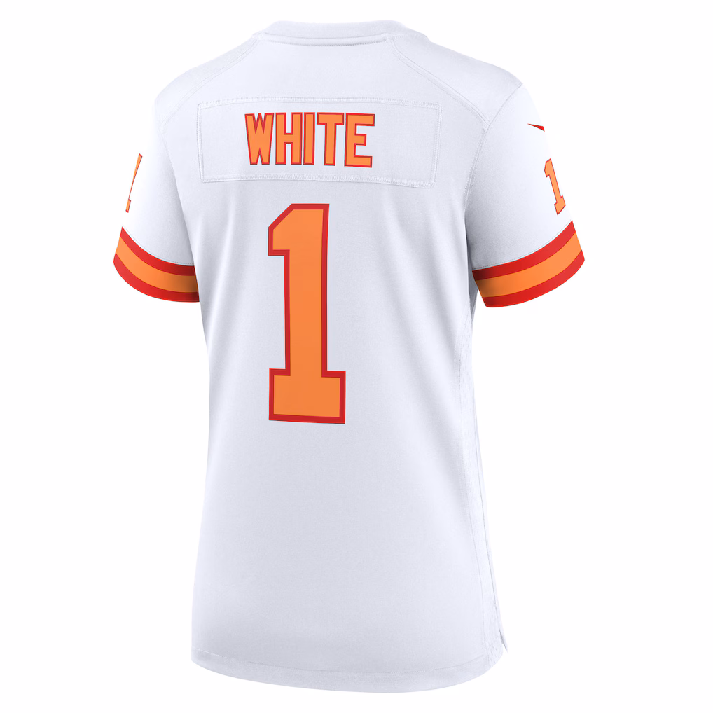 Rachaad White #1 '76 Tampa Bay Buccaneers Women's 50th Season Game Jersey - White