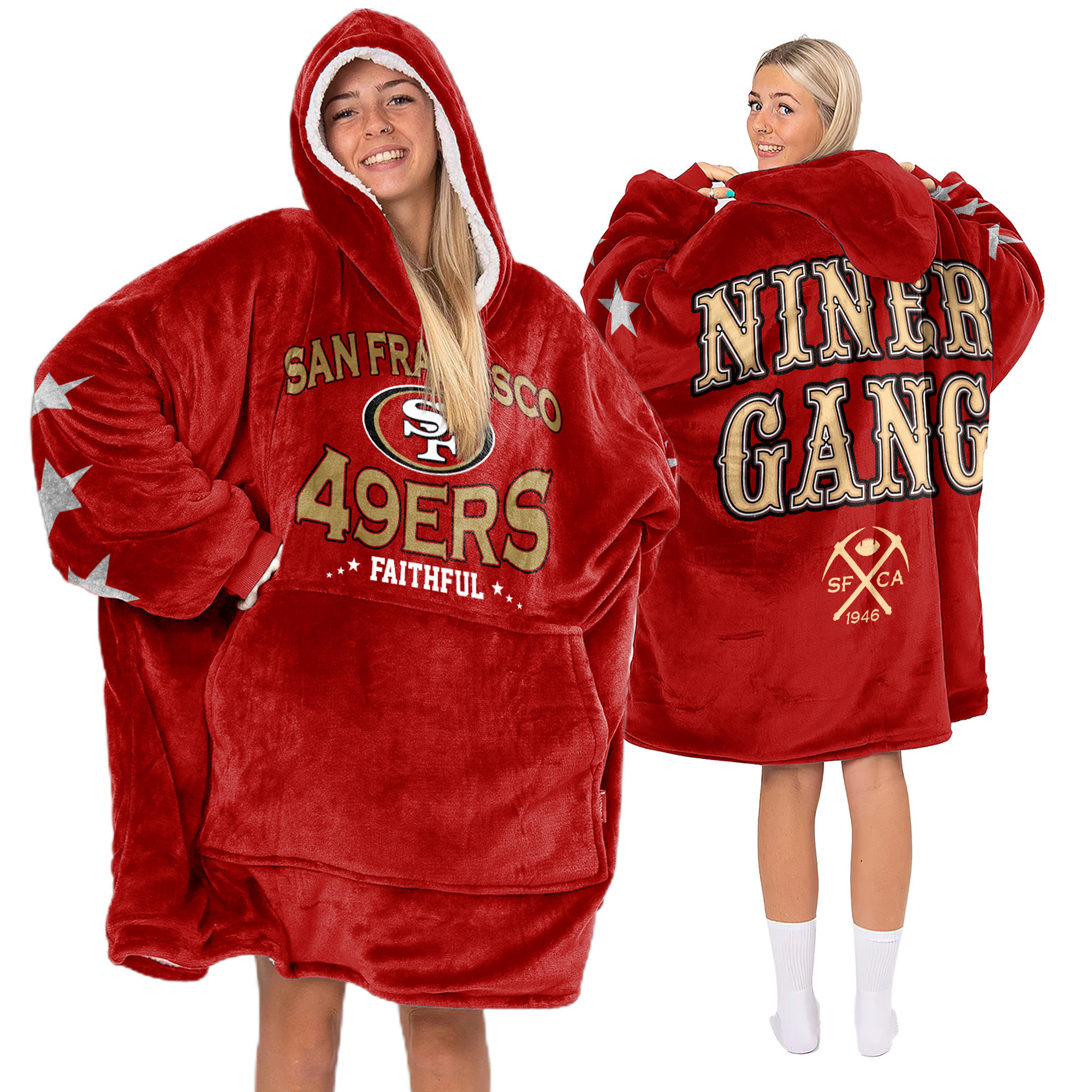 Adult San Francisco 49ers Football Unisex Blanket Hoodie