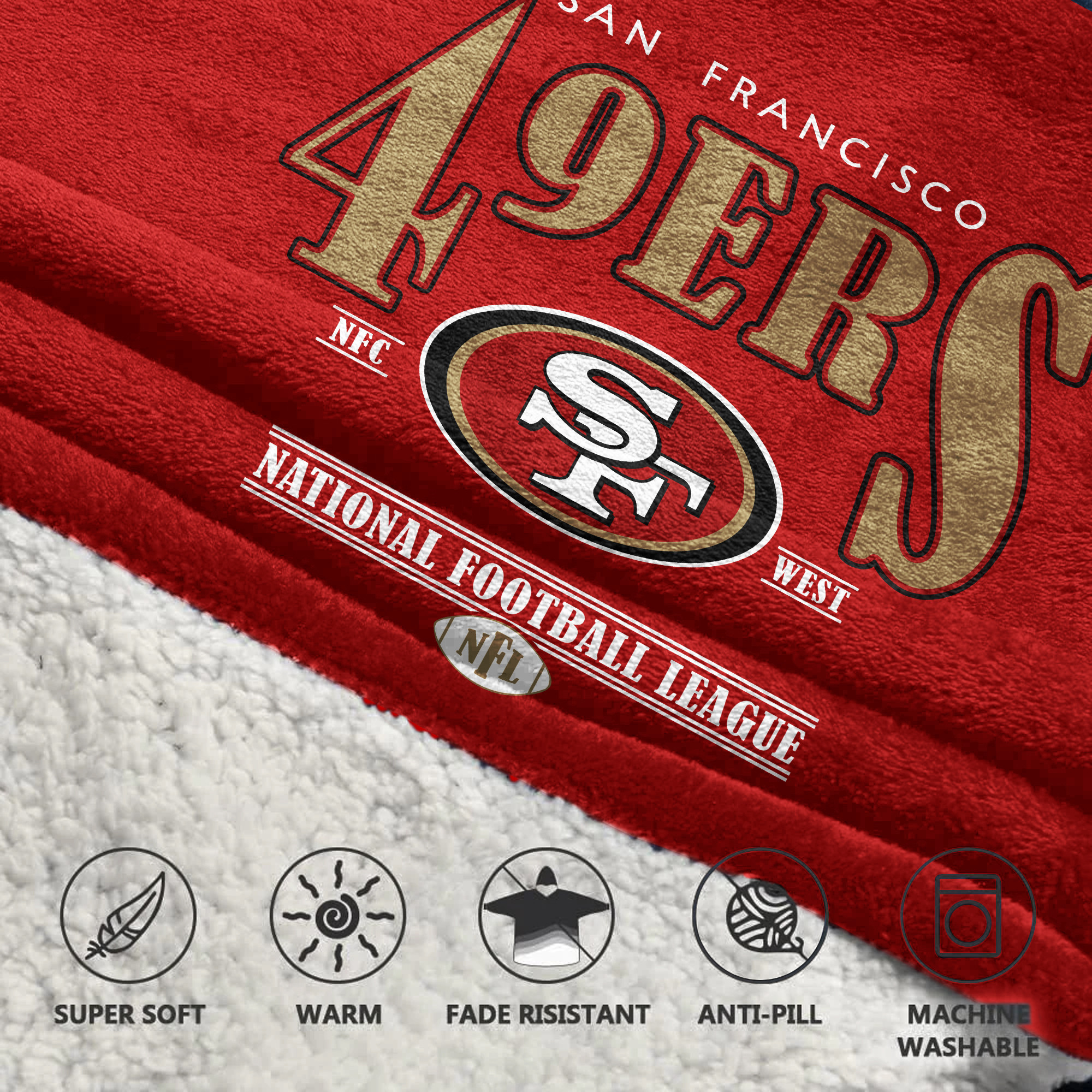 Adult San Francisco 49ers Football Unisex Blanket Hoodie