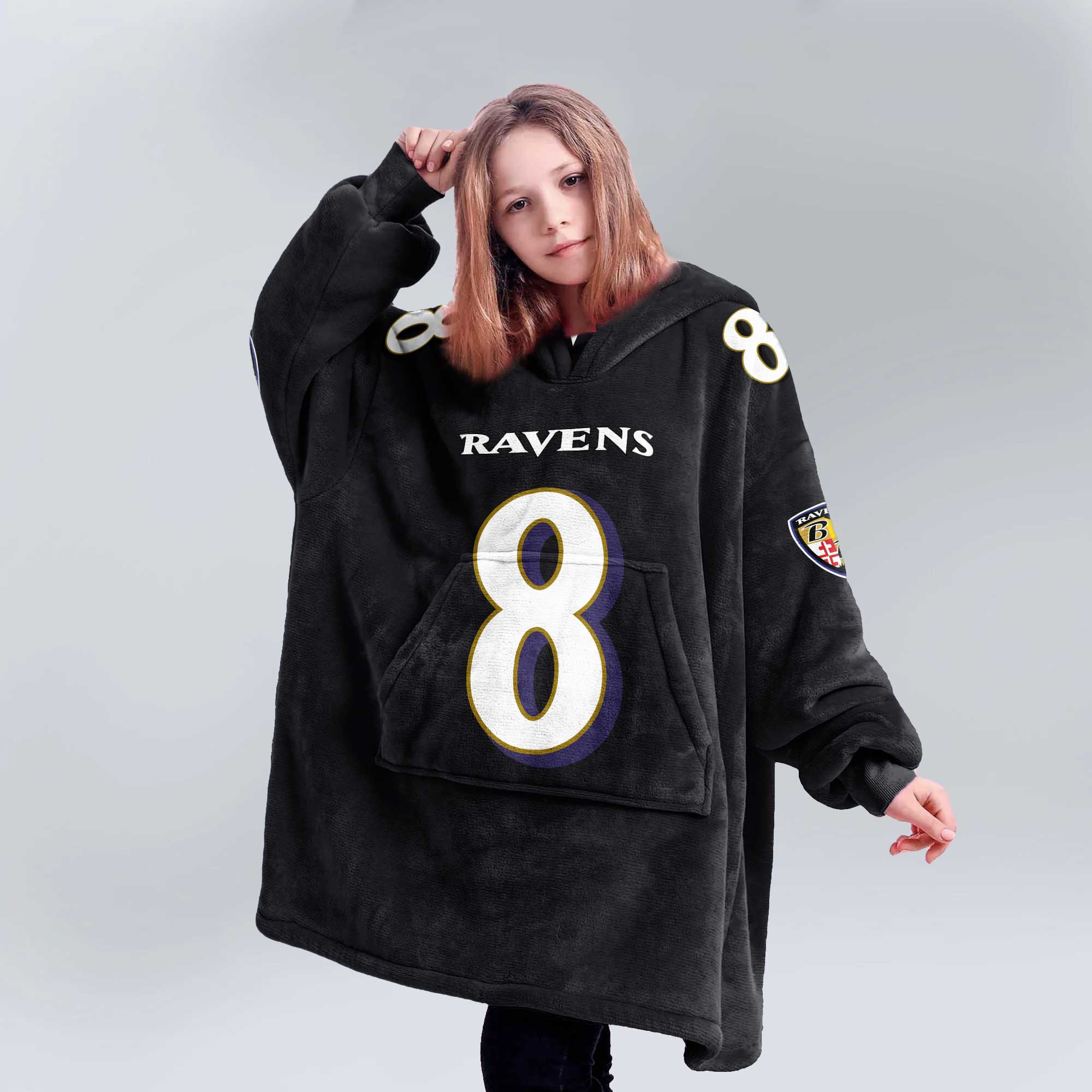 Adult 8 Baltimore Football Unisex Blanket Hoodie
