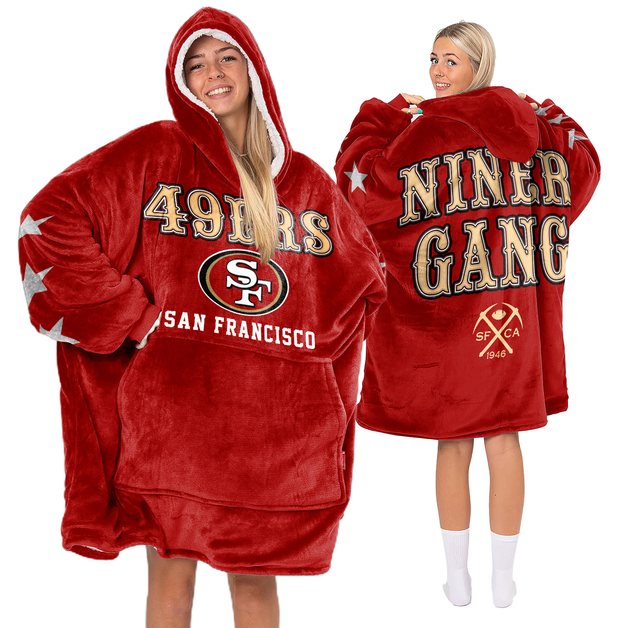 Adult San Francisco 49ers Football Unisex Blanket Hoodie