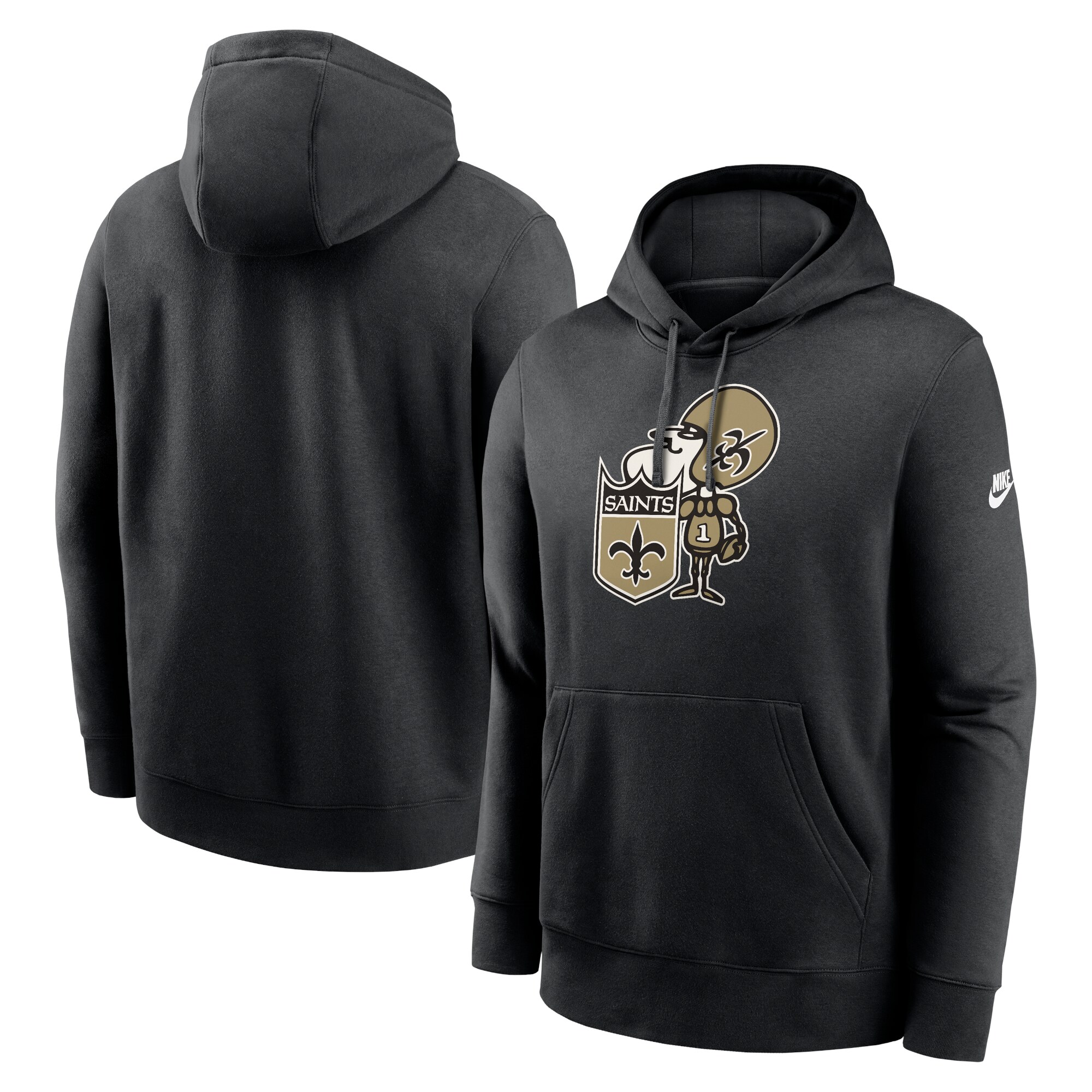 New Orleans Saints Rewind Club Logo Pullover Hoodie - Black