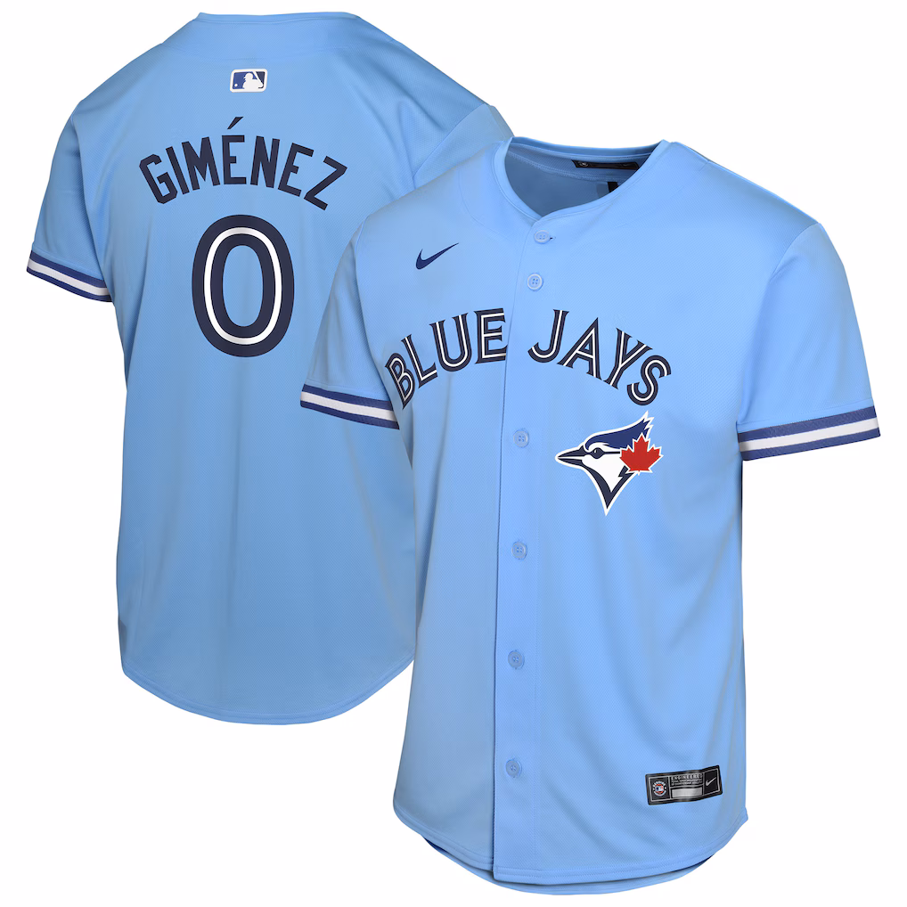 Andrés Giménez #0 Toronto Blue Jays Youth Alternate Game Player Jersey - Powder Blue