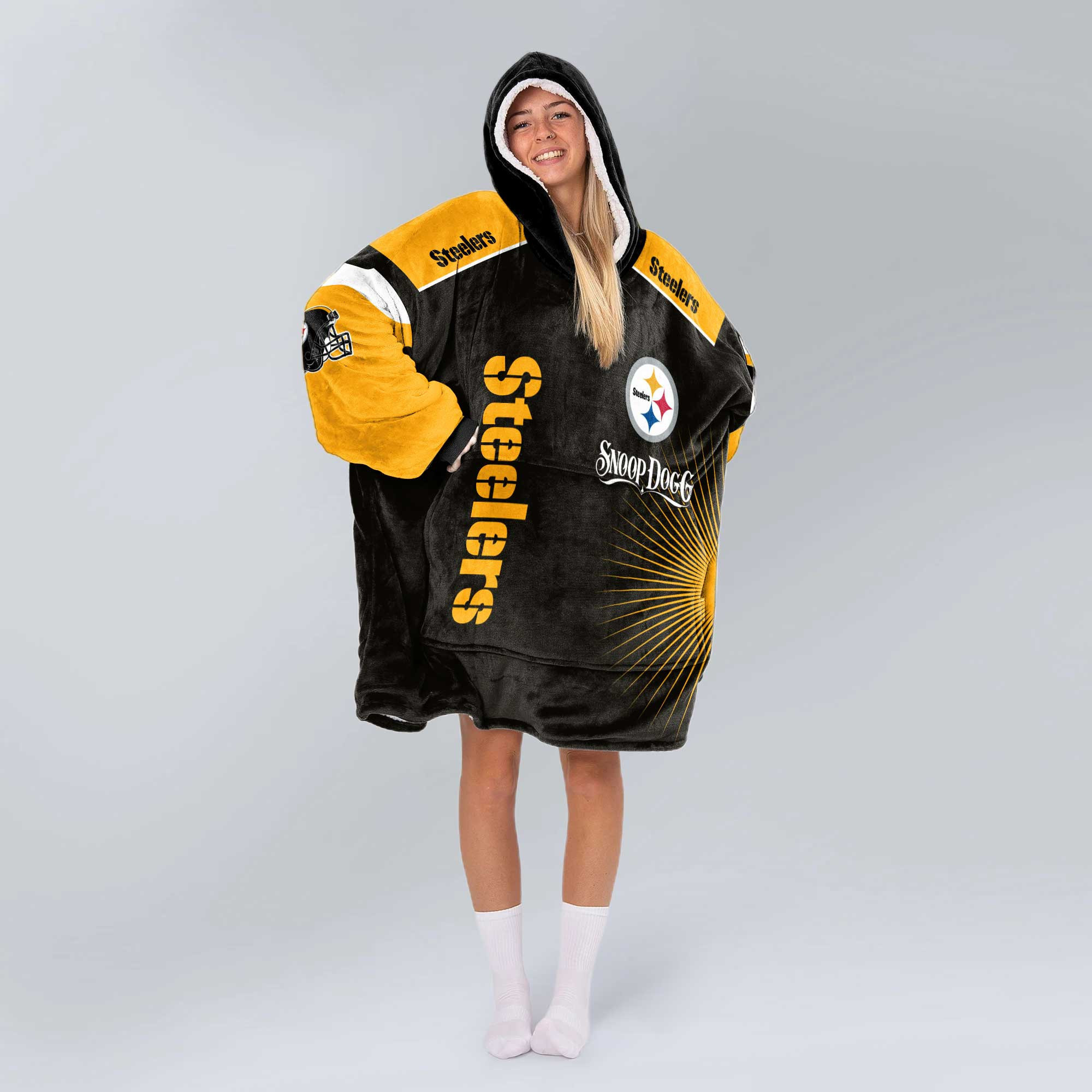 Adult S.D Pittsburgh Football Unisex Blanket Hoodie