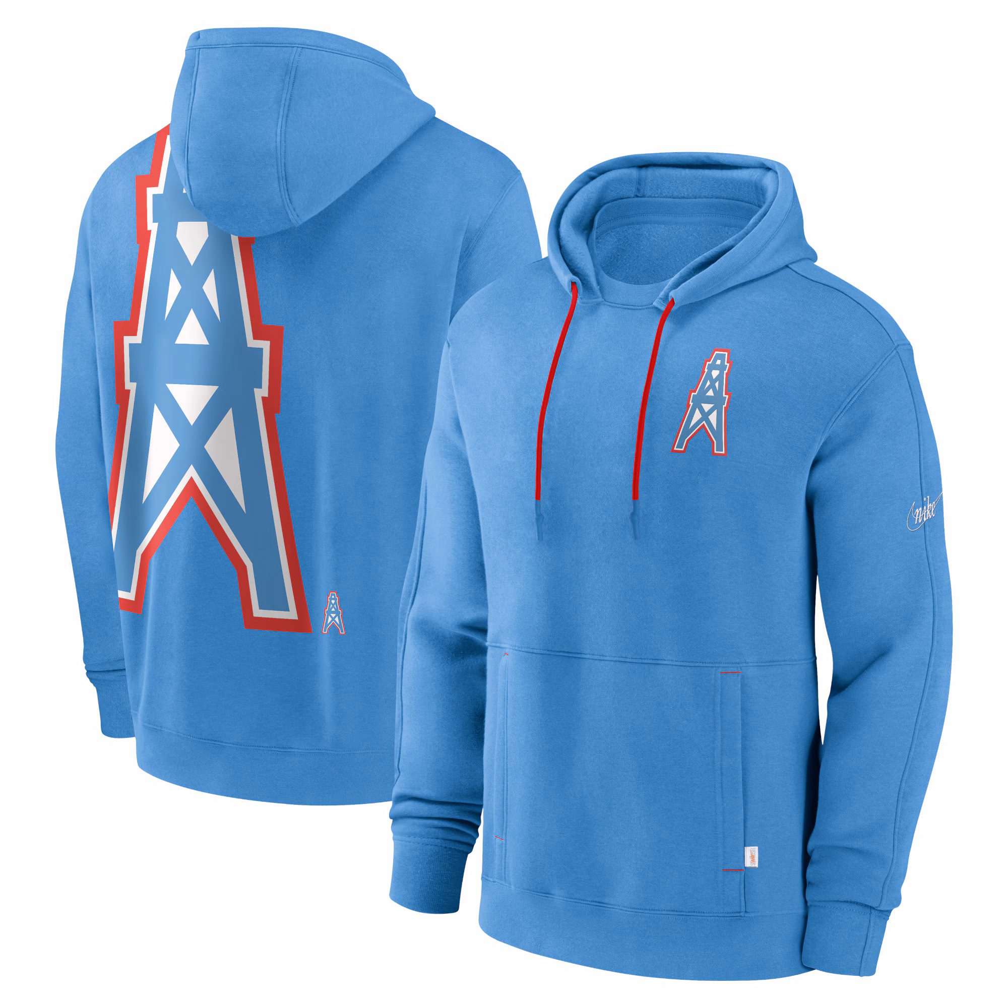 Tennessee Titans Oilers Throwback Layered Logo Statement Pullover Hoodie - Light Blue