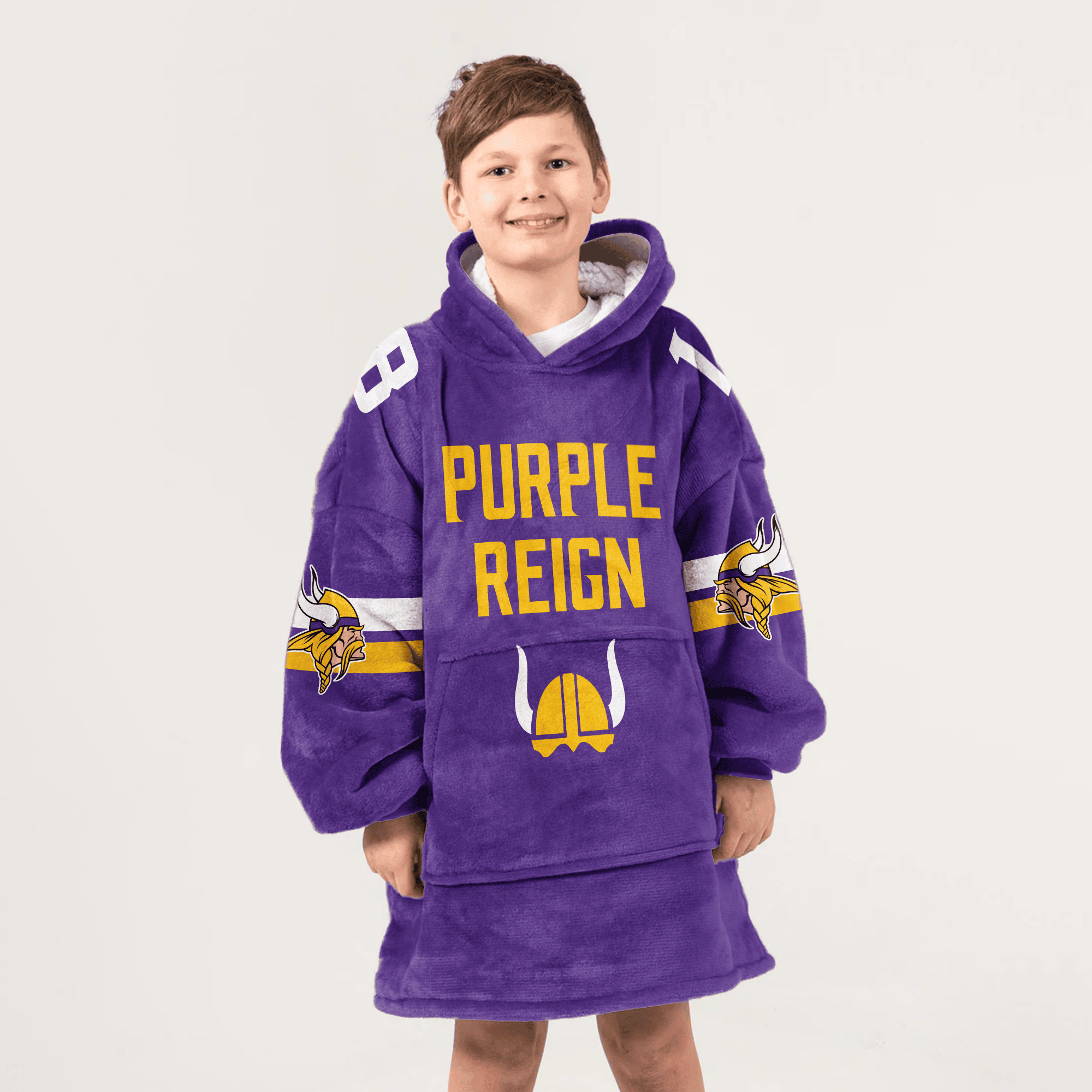 Kid 18 Minnesota Football Unisex Blanket Hoodie