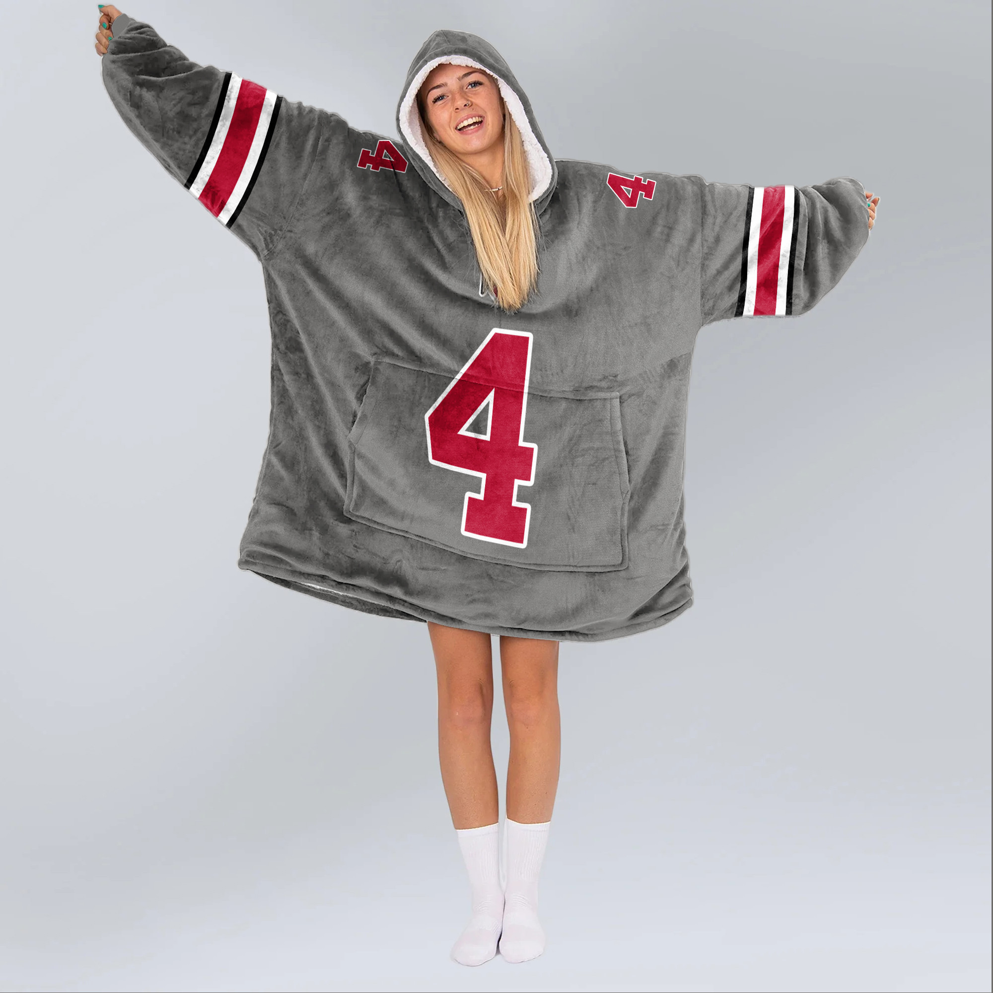Adult 4 Ohio State Football Unisex Blanket Hoodie