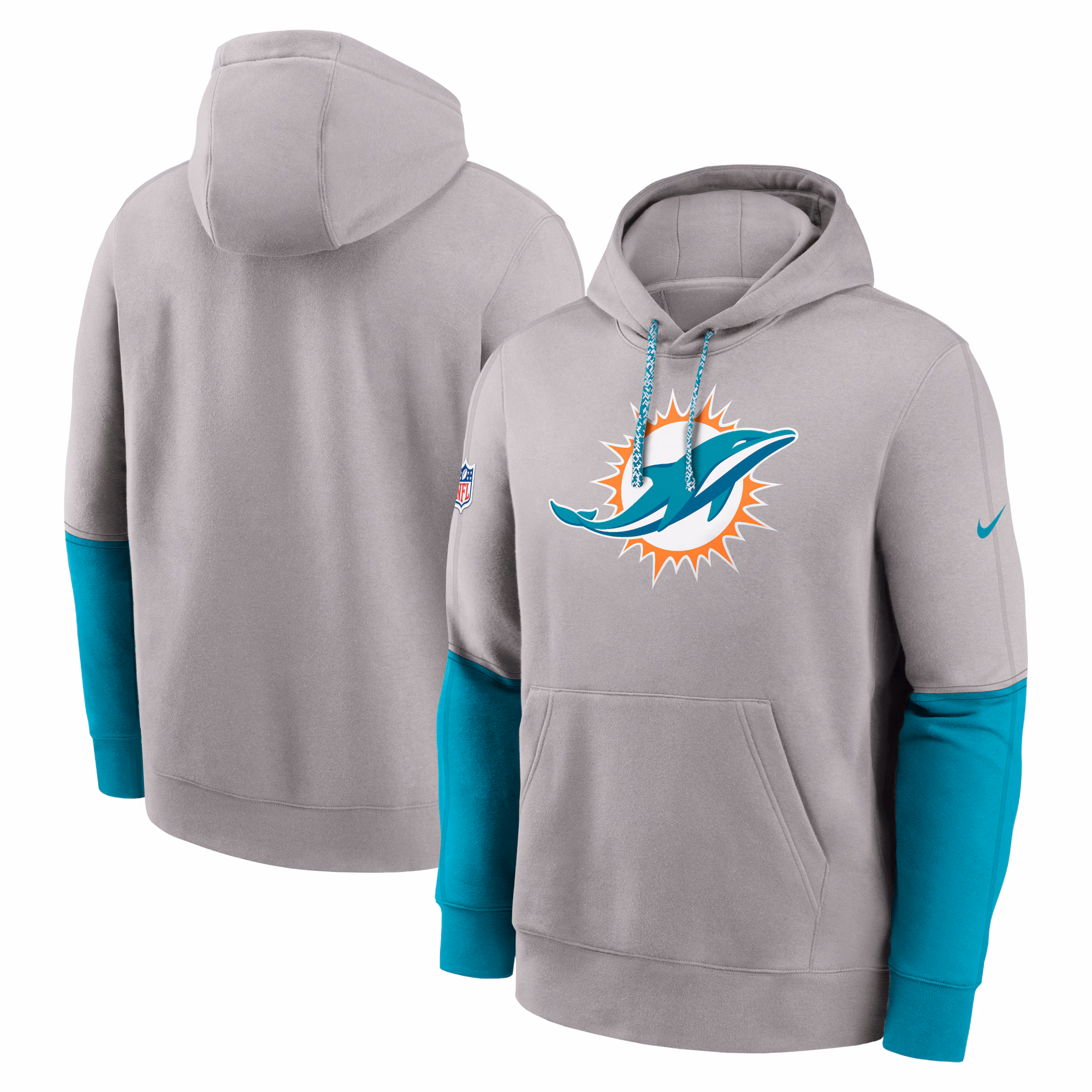 Miami Dolphins 2024 Sideline Club Pullover Hoodie - Gray