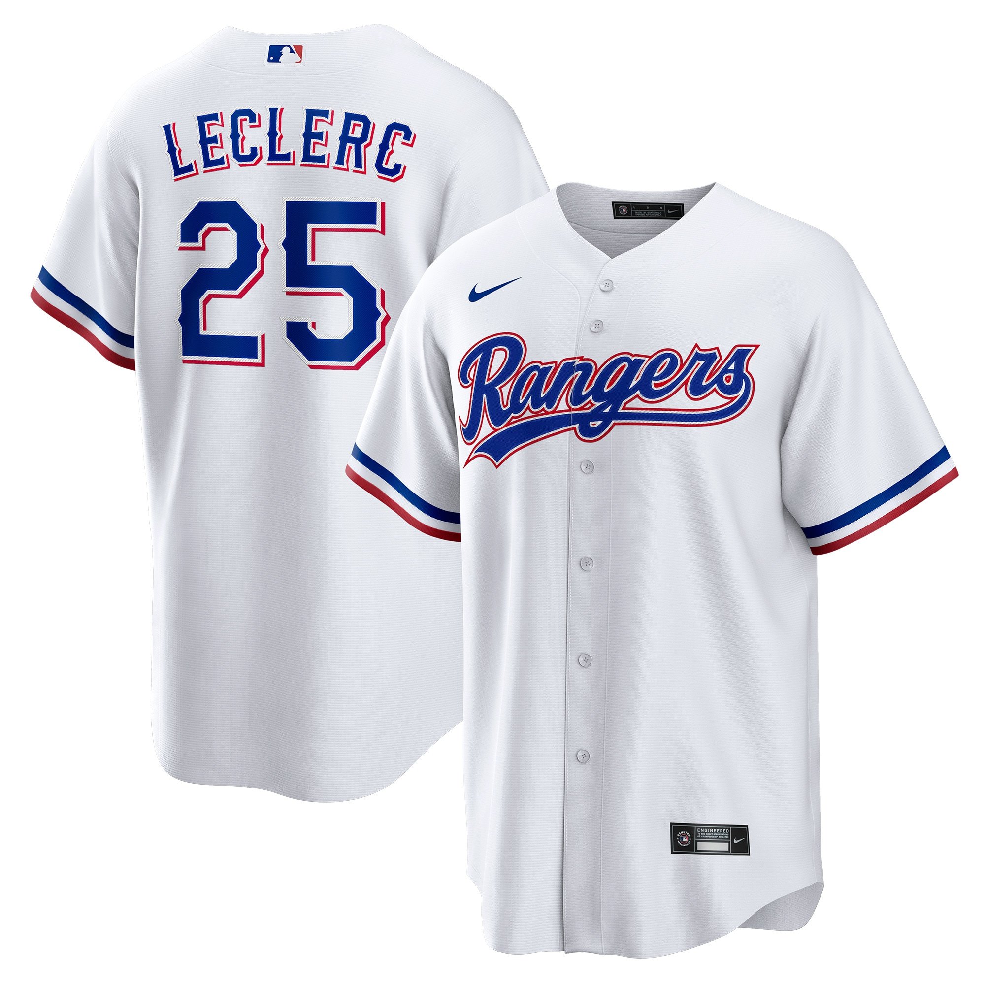 Men's Texas Rangers #25 Jose Leclerc  White Home  Replica Player Jersey