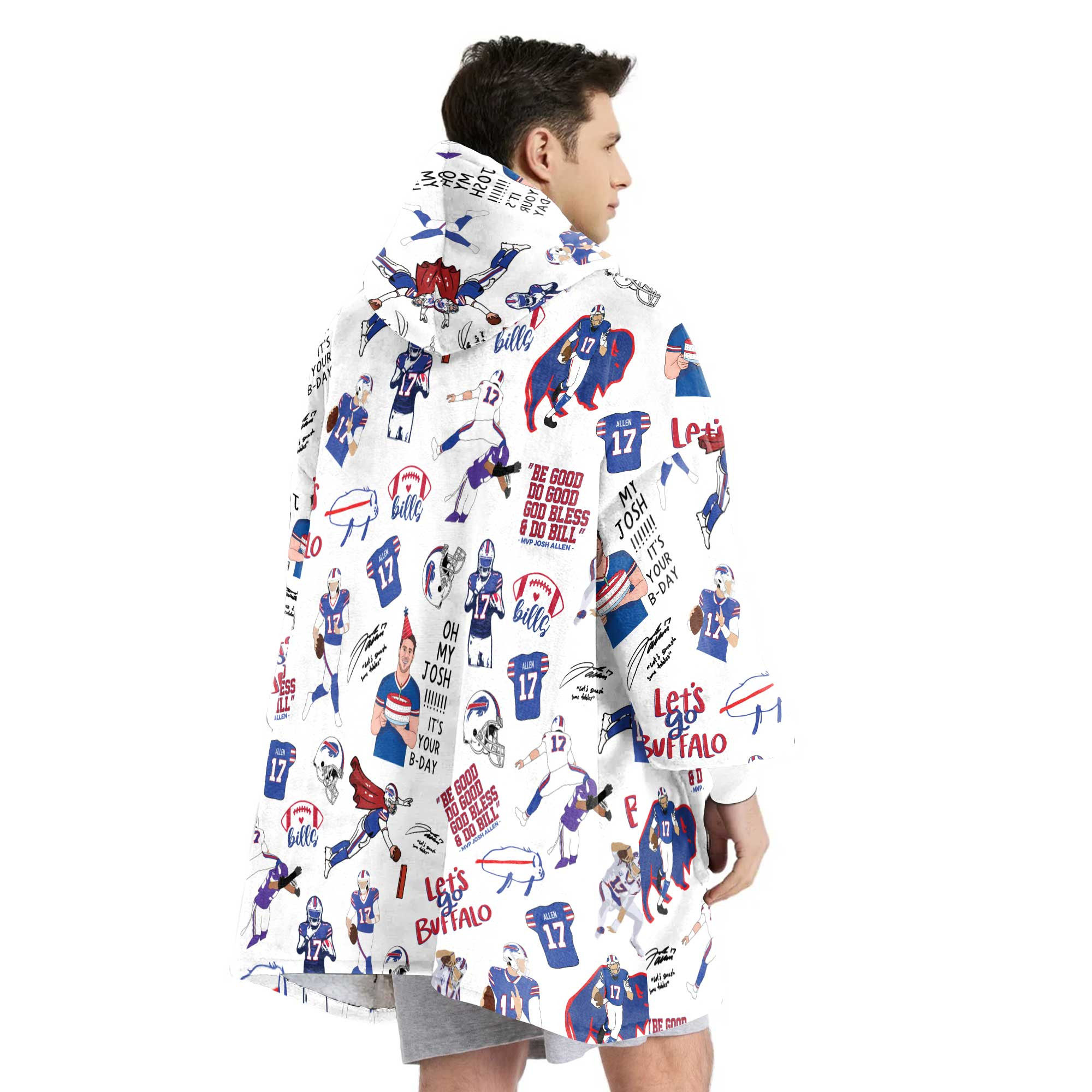 Pattern J.A 17 Buffalo Football Unisex Blanket Hoodie