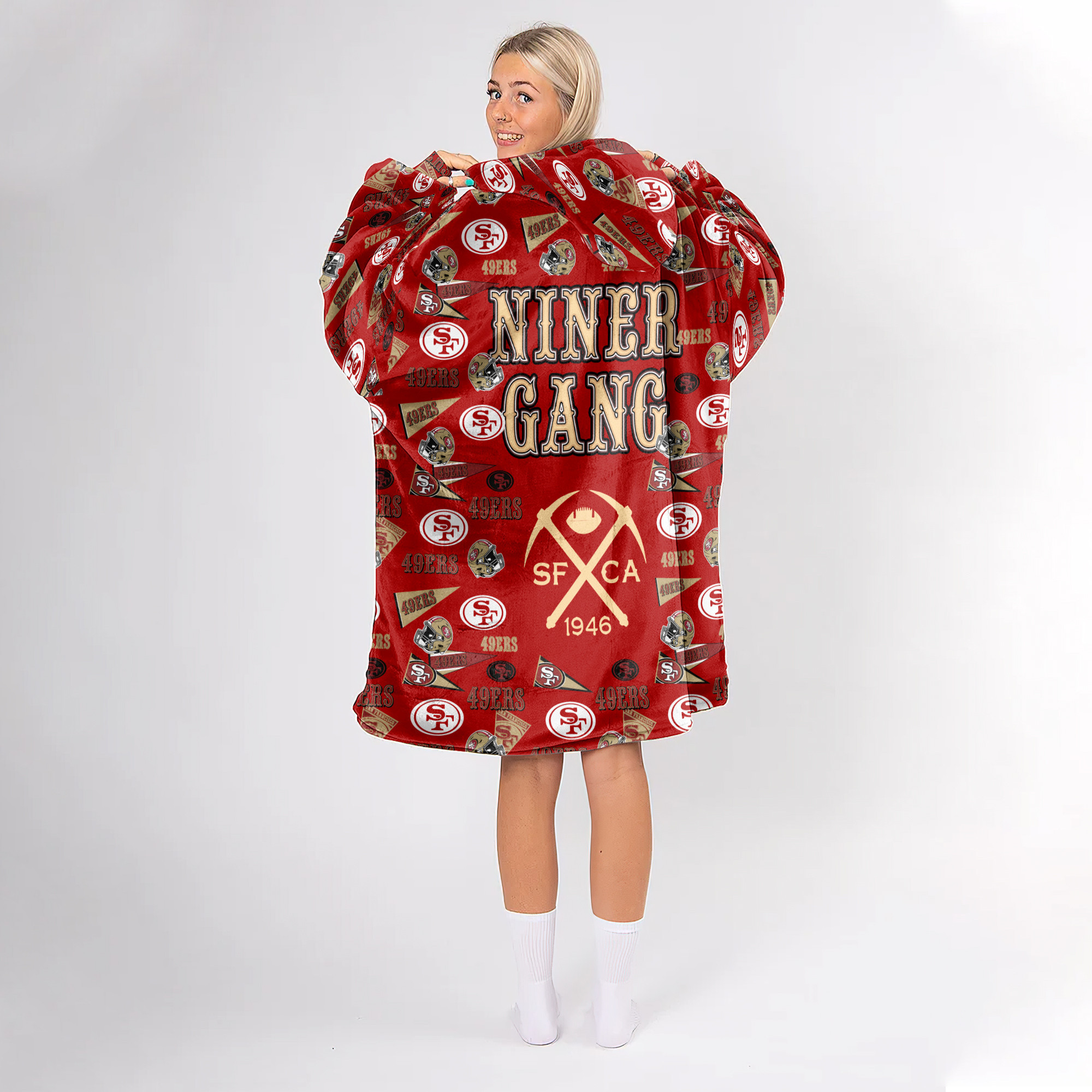 Adult San Francisco 49ers Football Unisex Blanket Hoodie