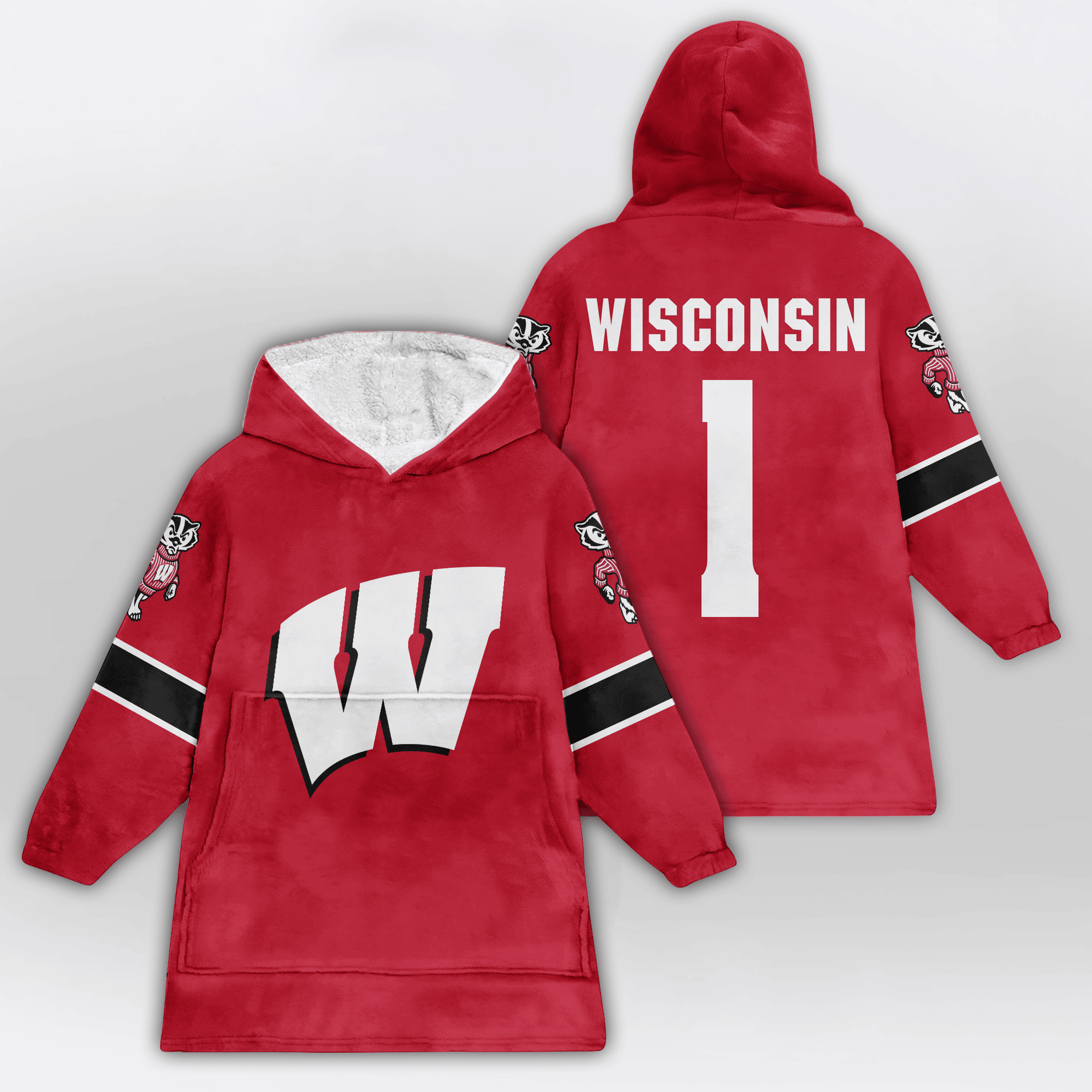 Kid #1 Wisconsin Football Unisex Blanket Hoodie