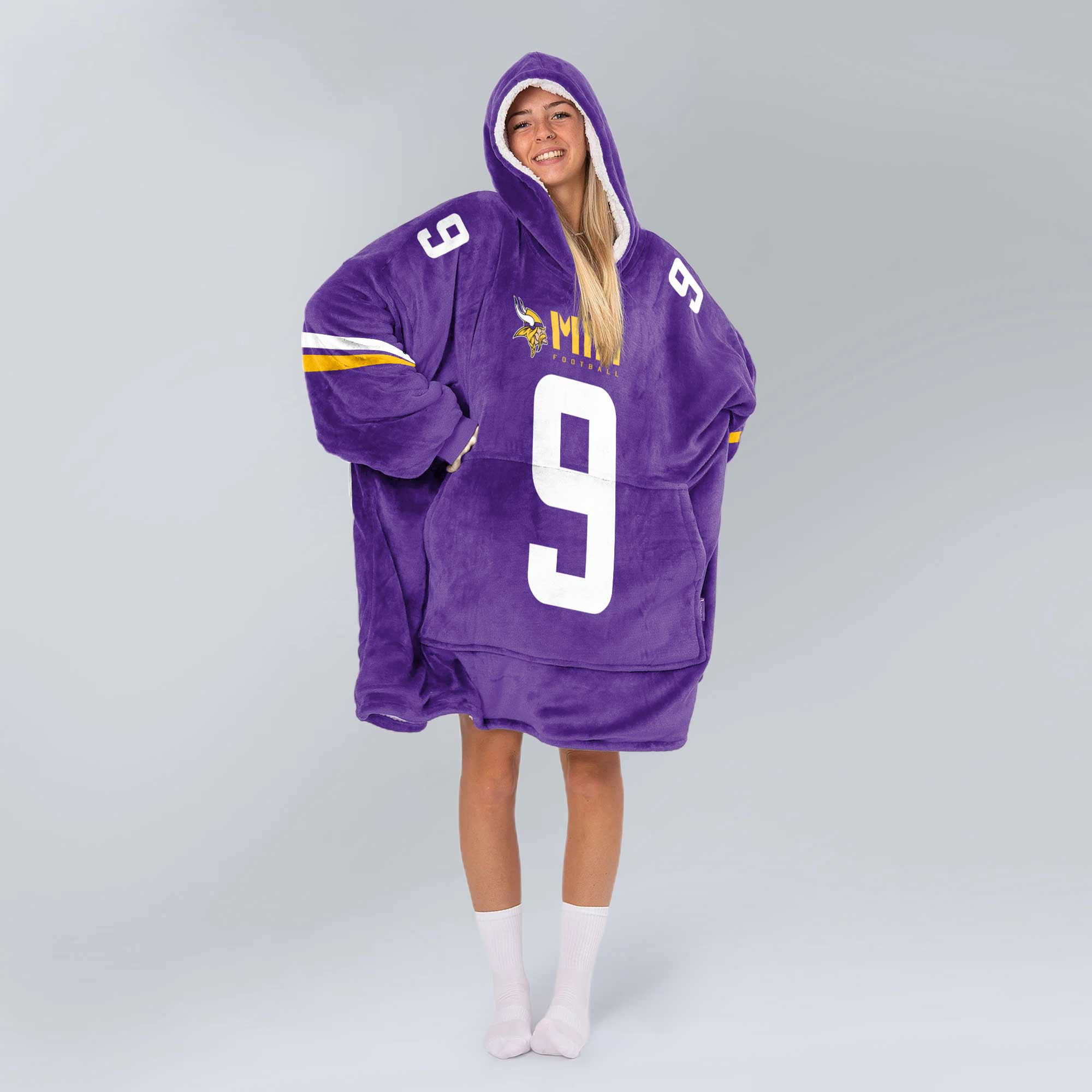 Adult 9 Minnesota Football Unisex Blanket Hoodie