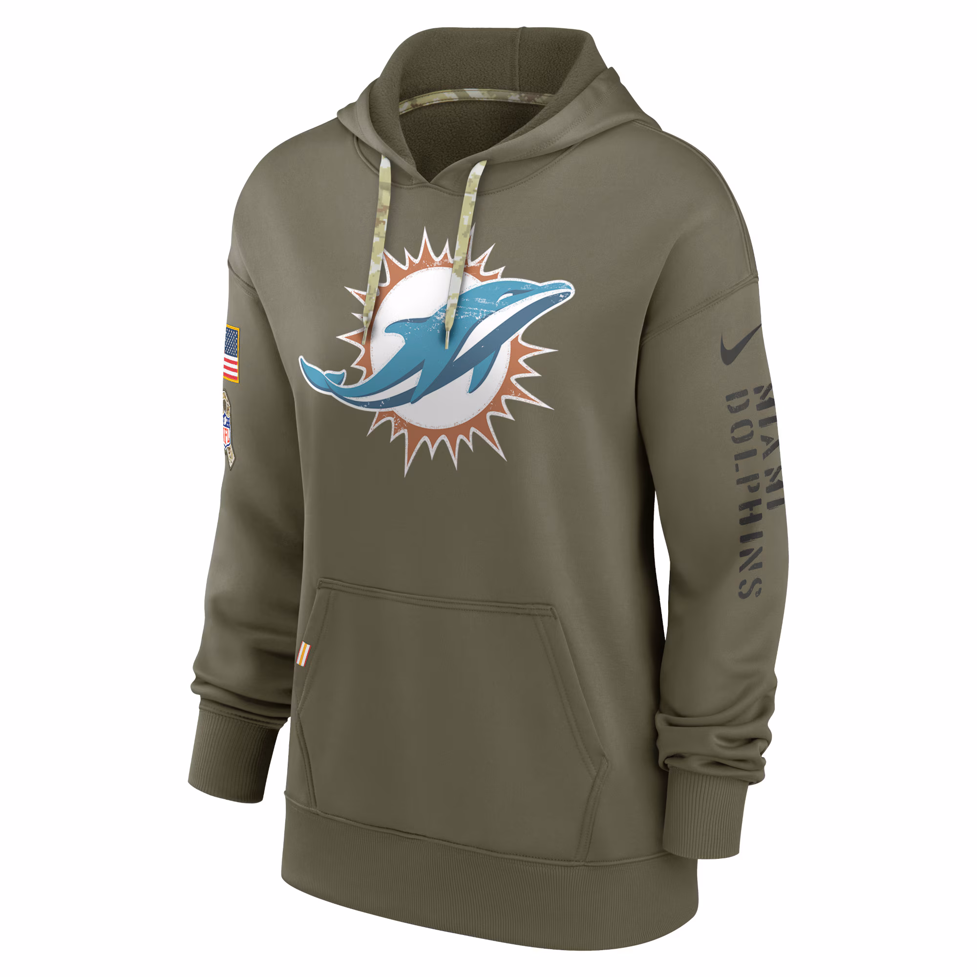 Miami Dolphins Women's 2022 Salute To Service Performance Pullover Hoodie - Olive