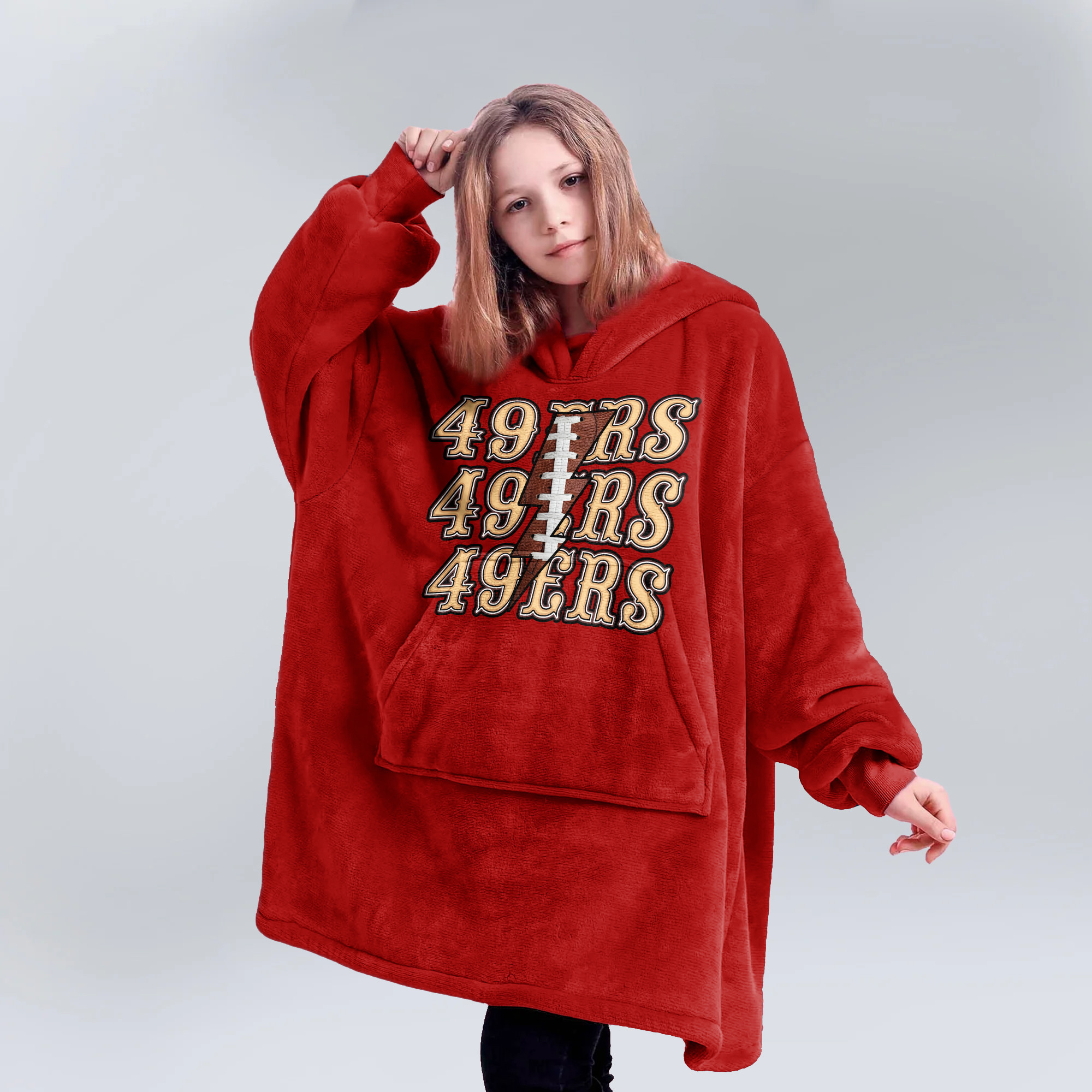Adult San Francisco 49ers Football Unisex Blanket Hoodie