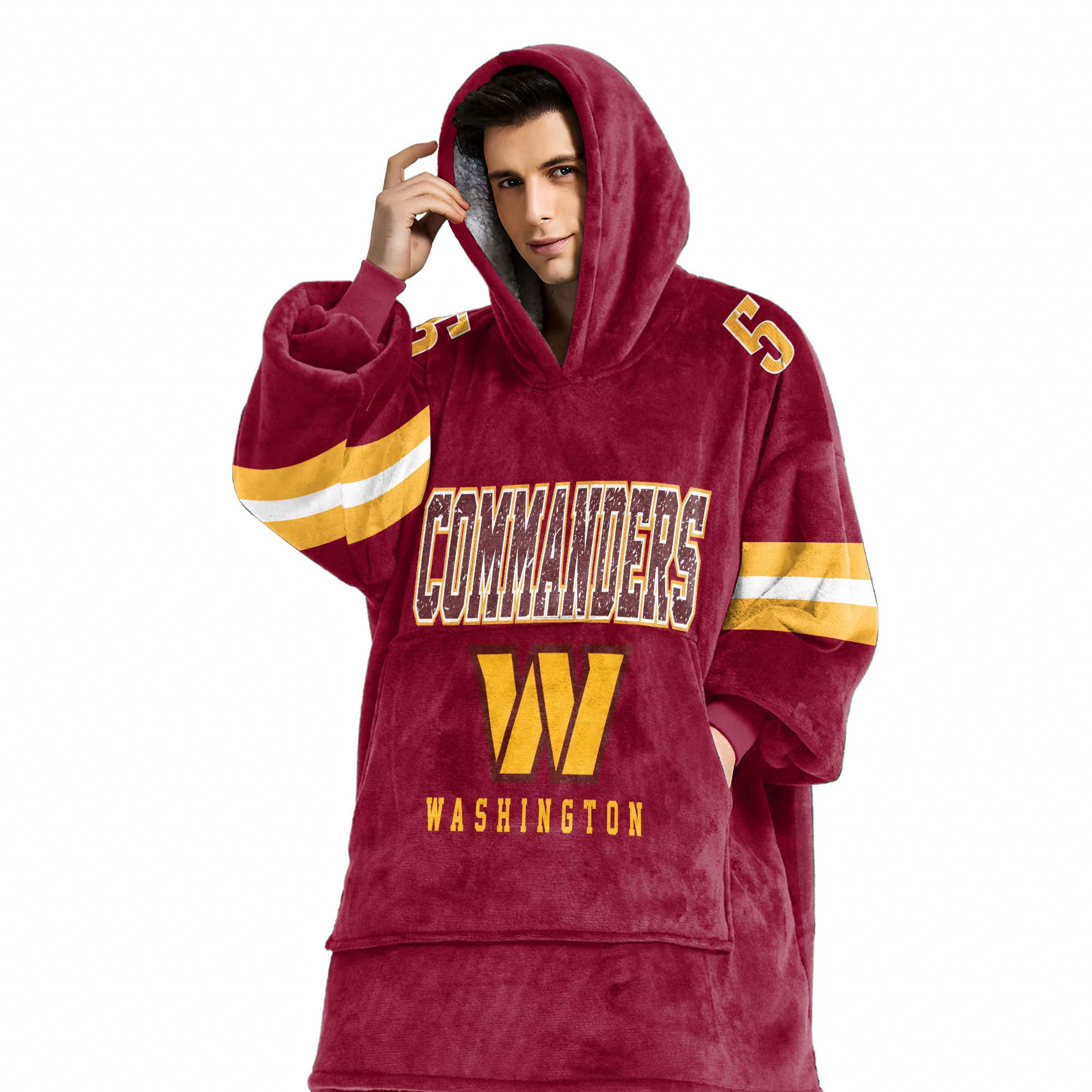 Adult 5 Washington Football Unisex Blanket Hoodie