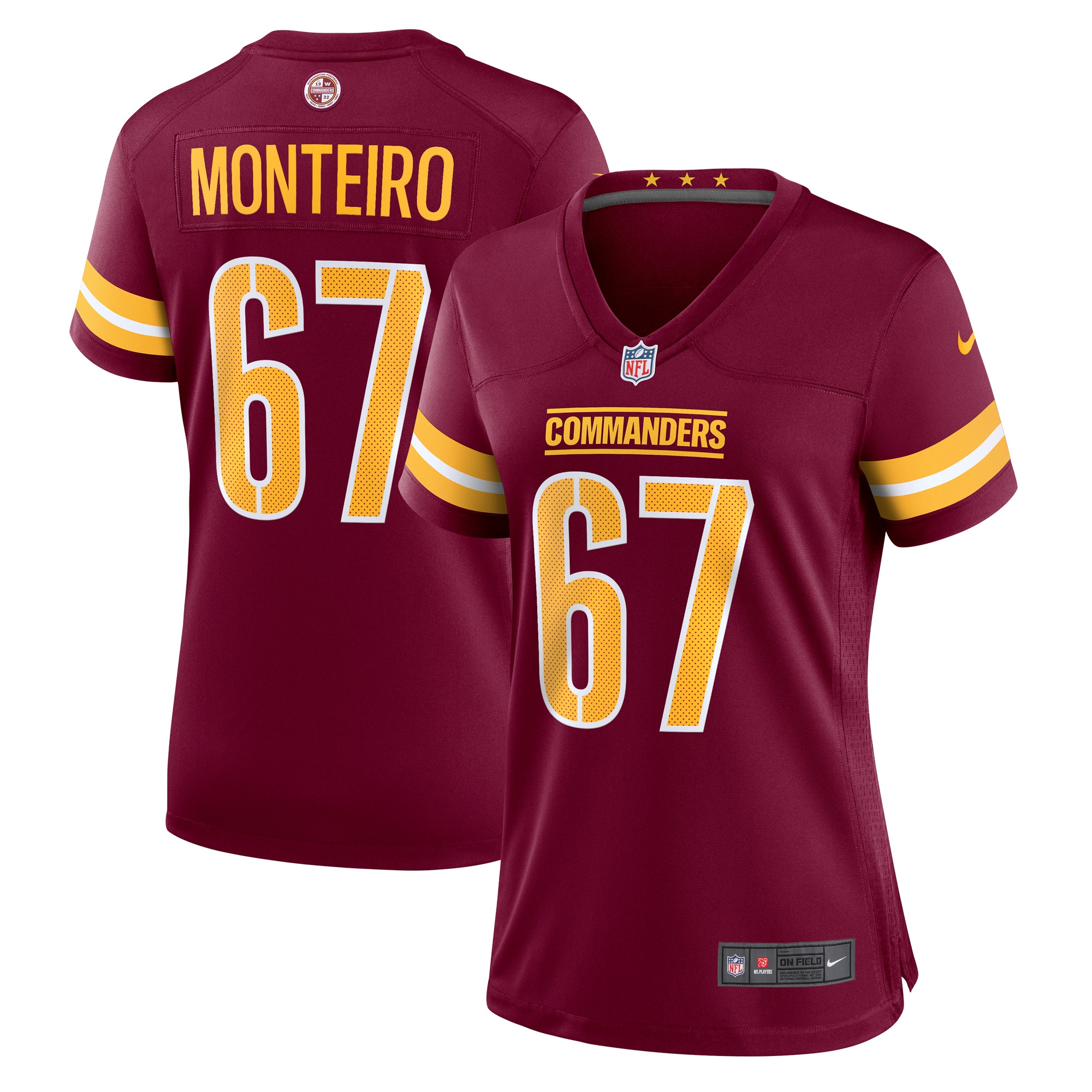 Aaron Monteiro Washington Commanders  Women's Game Player Jersey - Burgundy