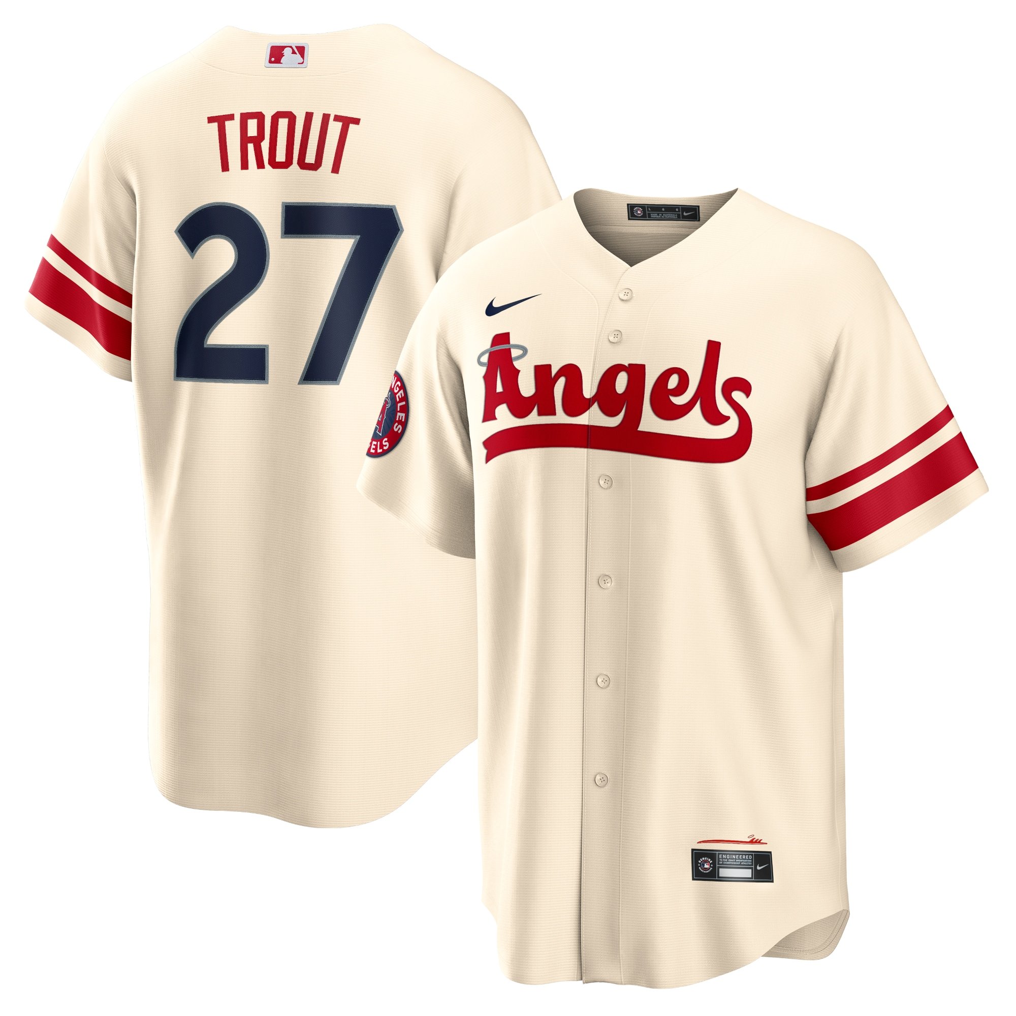 Men's Los Angeles Angels Mike Trout  Cream City Connect Replica Player Jersey