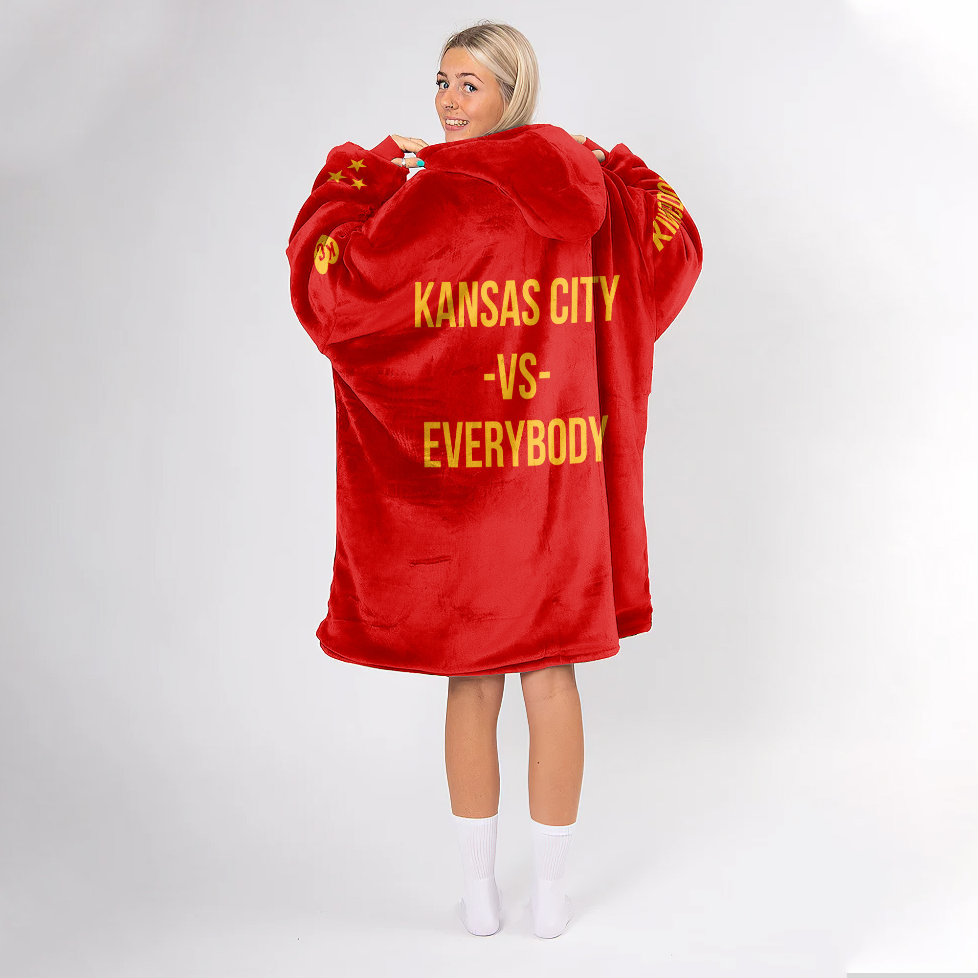 Adult 3 Peat Kansas City Football Unisex Blanket Hoodie