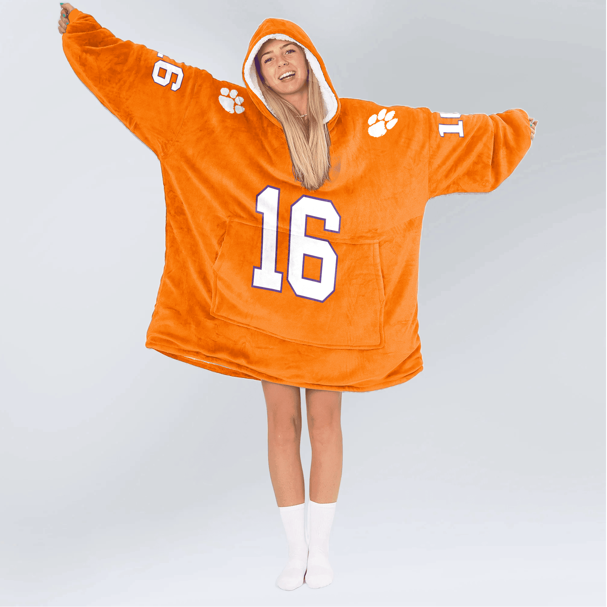 Adult 16 Clemson Football Unisex Blanket Hoodie