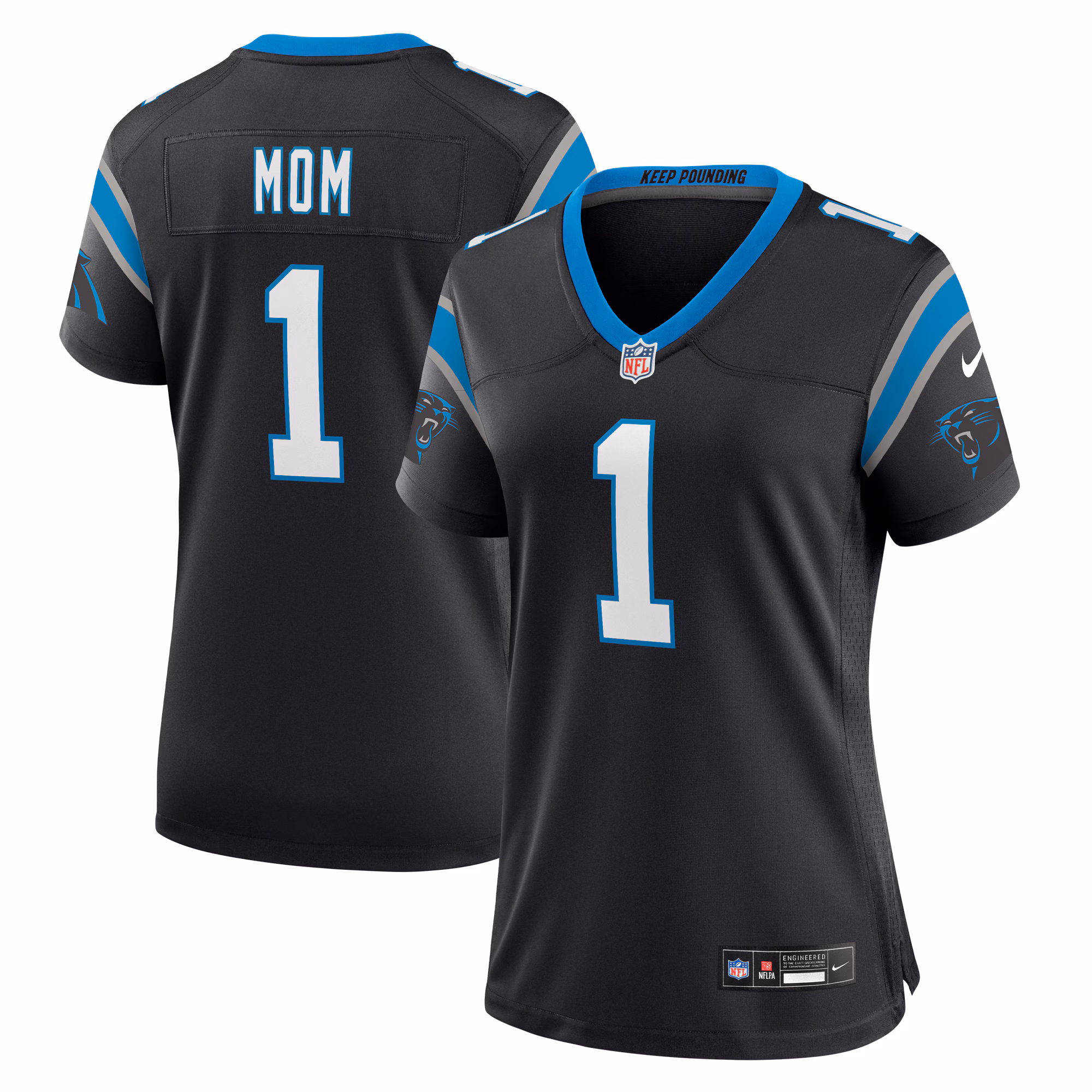 Number 1 Mom Carolina Panthers Women's Game Jersey - Black