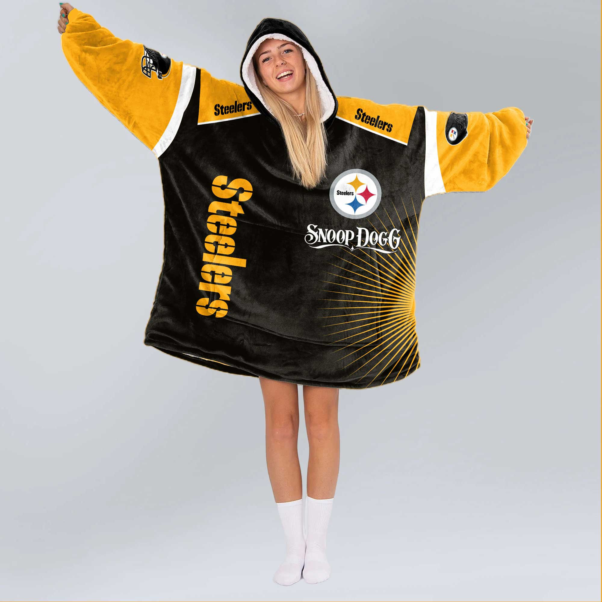 Adult S.D Pittsburgh Football Unisex Blanket Hoodie