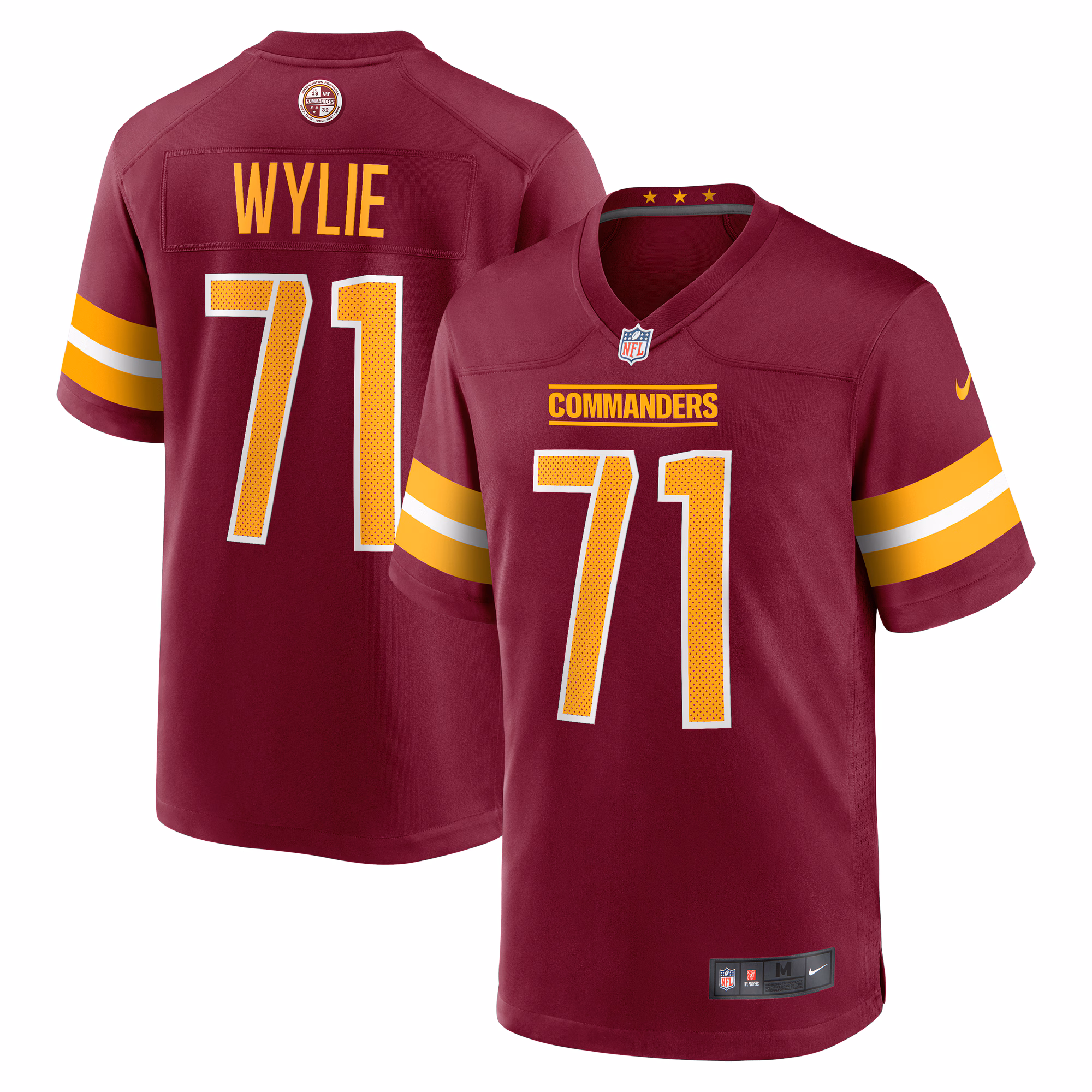 Andrew Wylie Washington Commanders Game Player Jersey - Burgundy