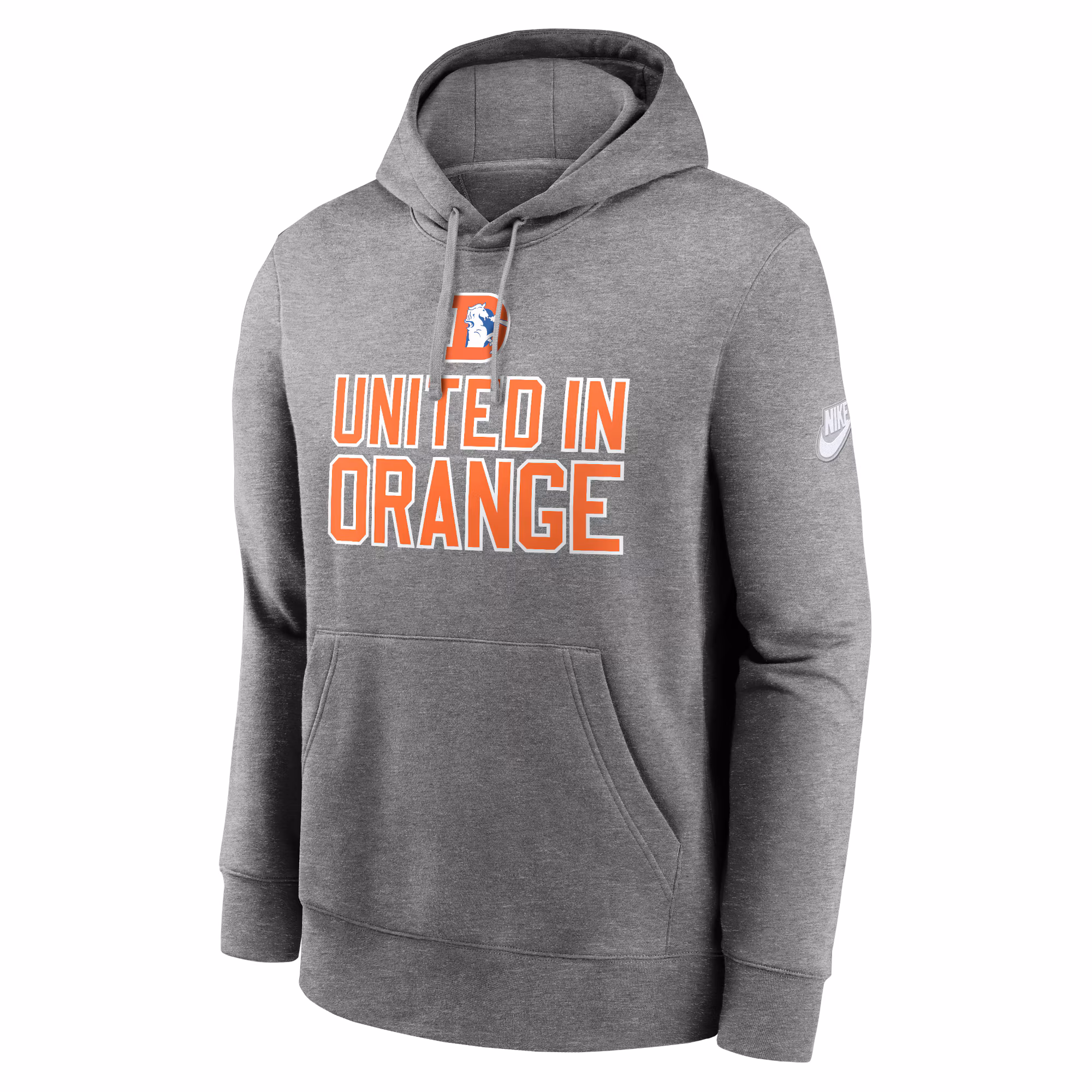 Denver Broncos Club Logo Pullover Hoodie - Heather Gray