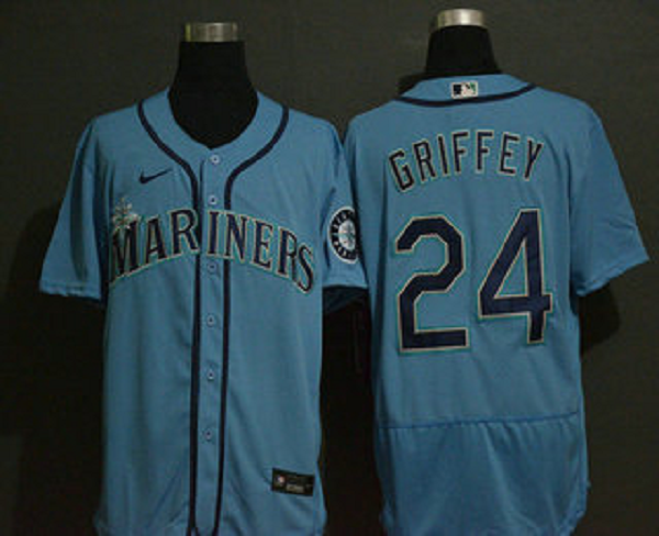 Men's Seattle Mariners #24 Ken Griffey Jr. Blue Stitched MLB Flex Base  Jersey