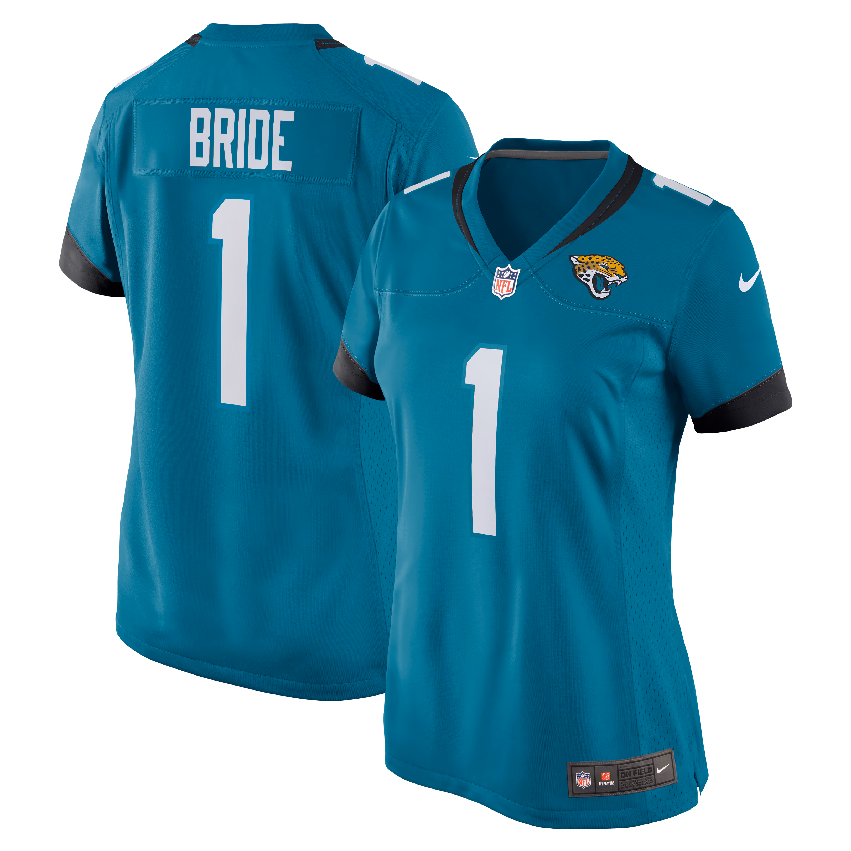 Number 1 Bride Jacksonville Jaguars Women's Game Jersey - Teal