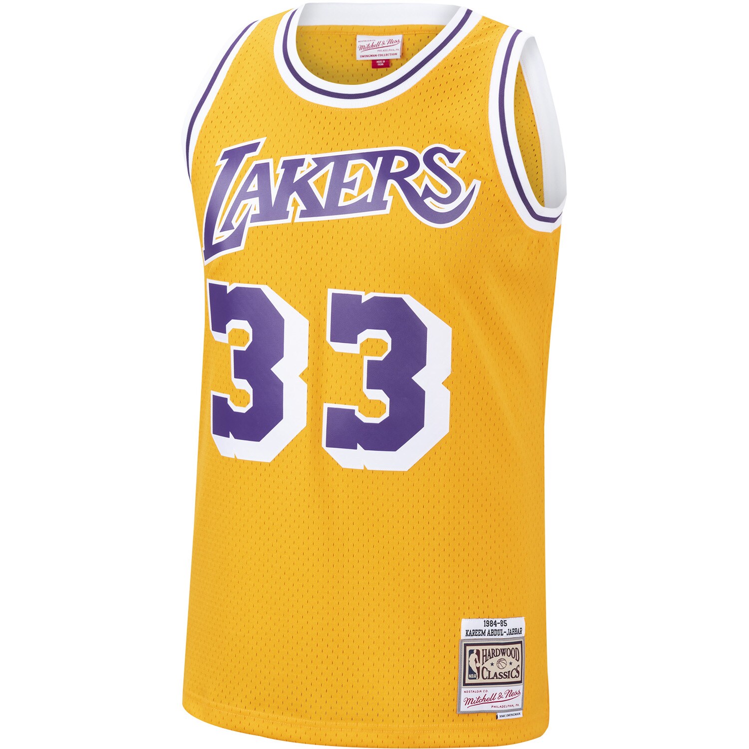 Kareem Abdul-Jabbar Los Angeles Lakers Mitchell & Ness 1984-85 Hardwood Classics Swingman Jersey - Gold