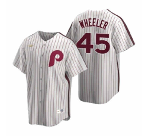 Mens  Philadelphia Phillies 45 Zack Wheeler White Cooperstown Collection Home Stitched Baseball Jersey