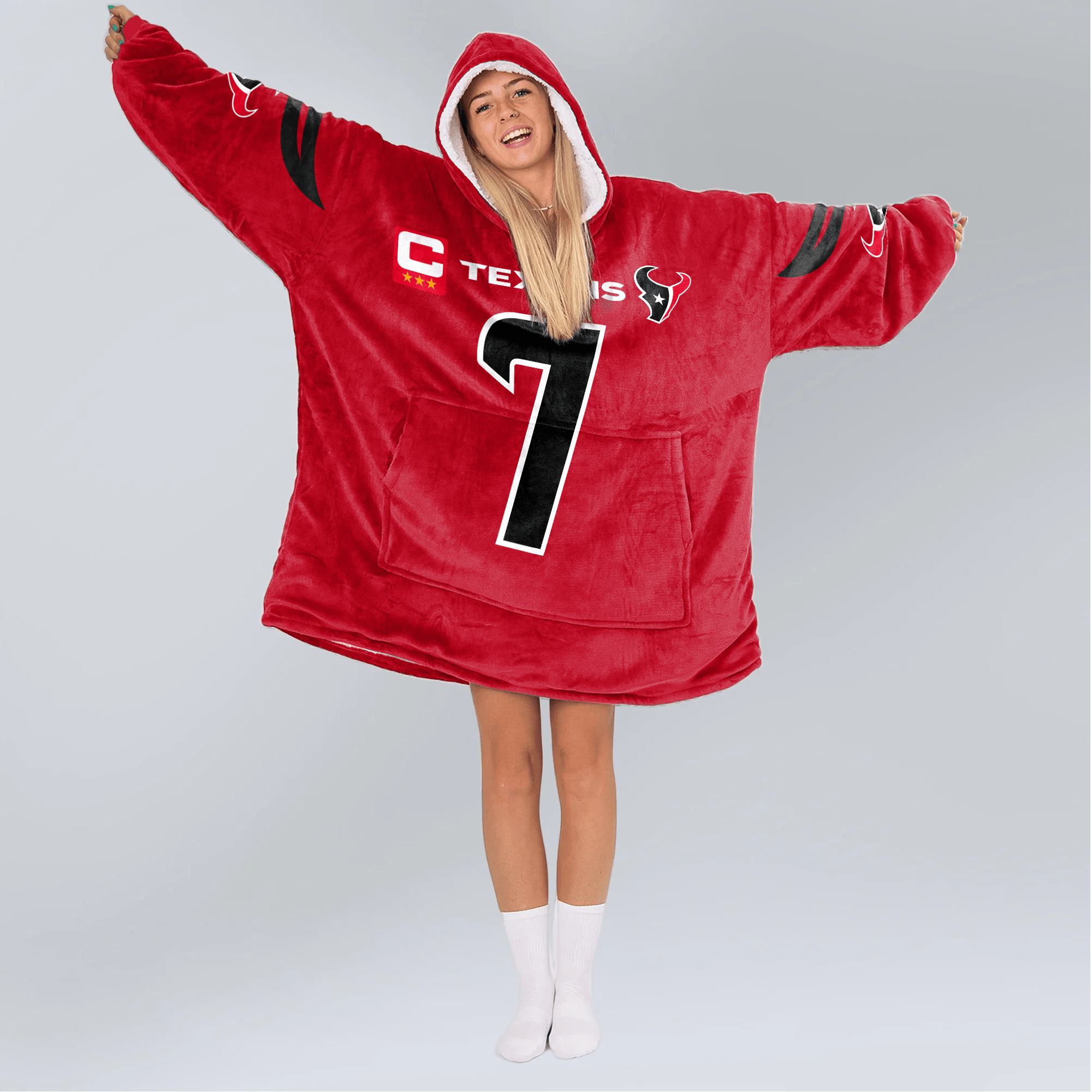 Adult C.J.S 7 Captain Houston Football Unisex Blanket Hoodie