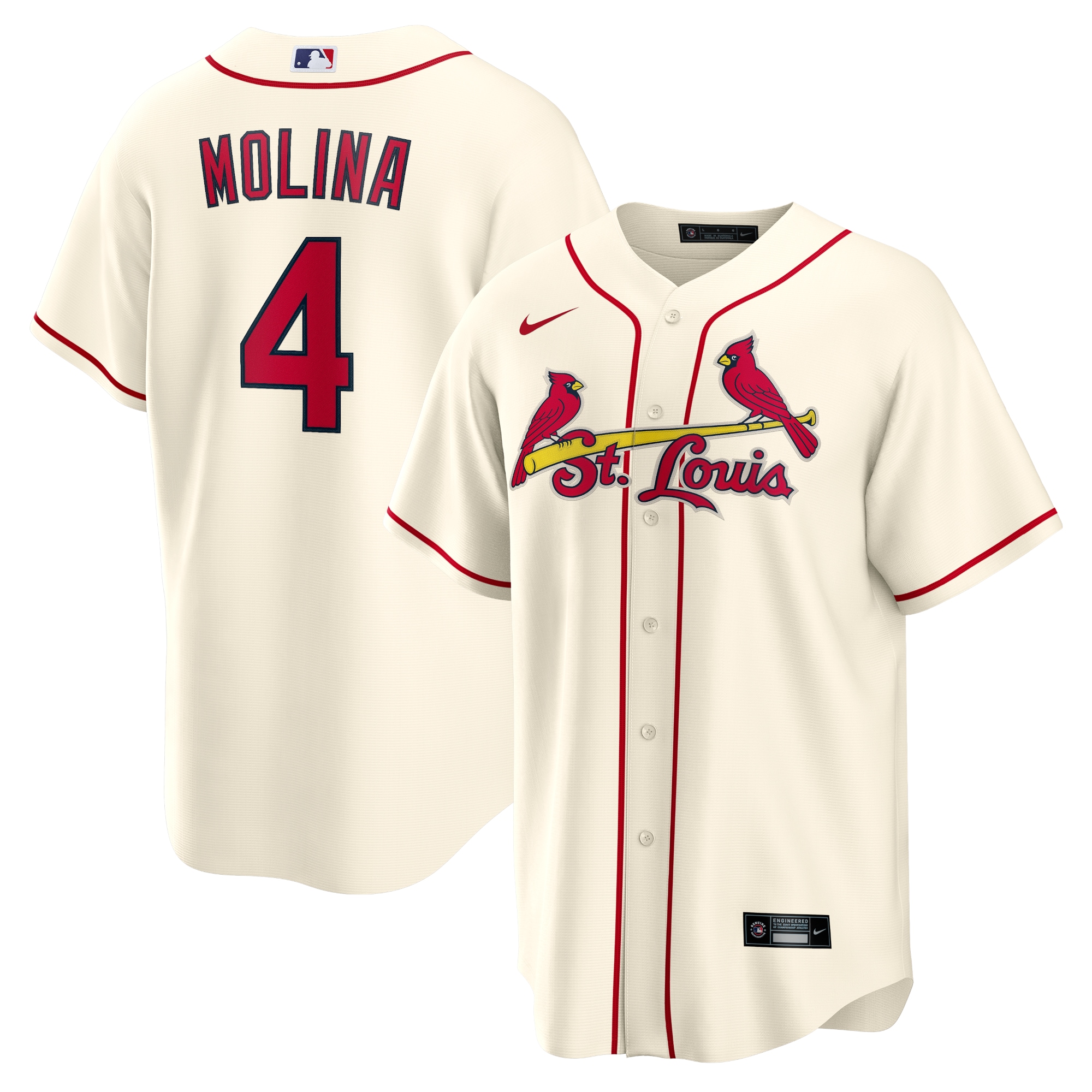 Yadier Molina St.Louis Cardinals  Alternate Replica Player Name Jersey - Cream