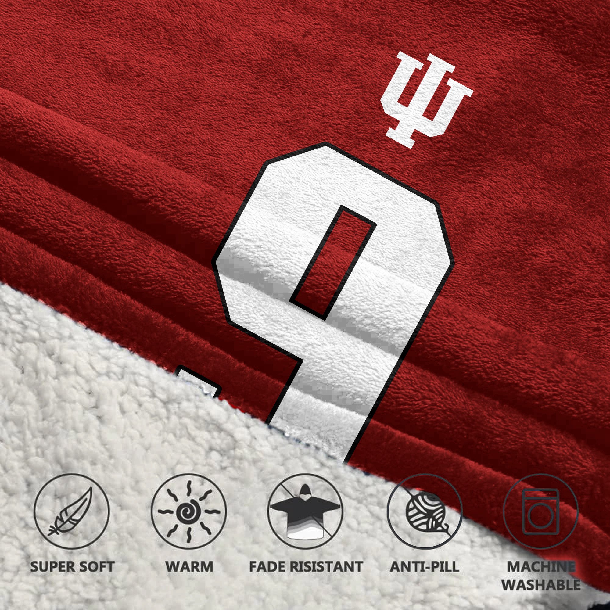 Adult #9 Indiana Football Unisex Blanket Hoodie