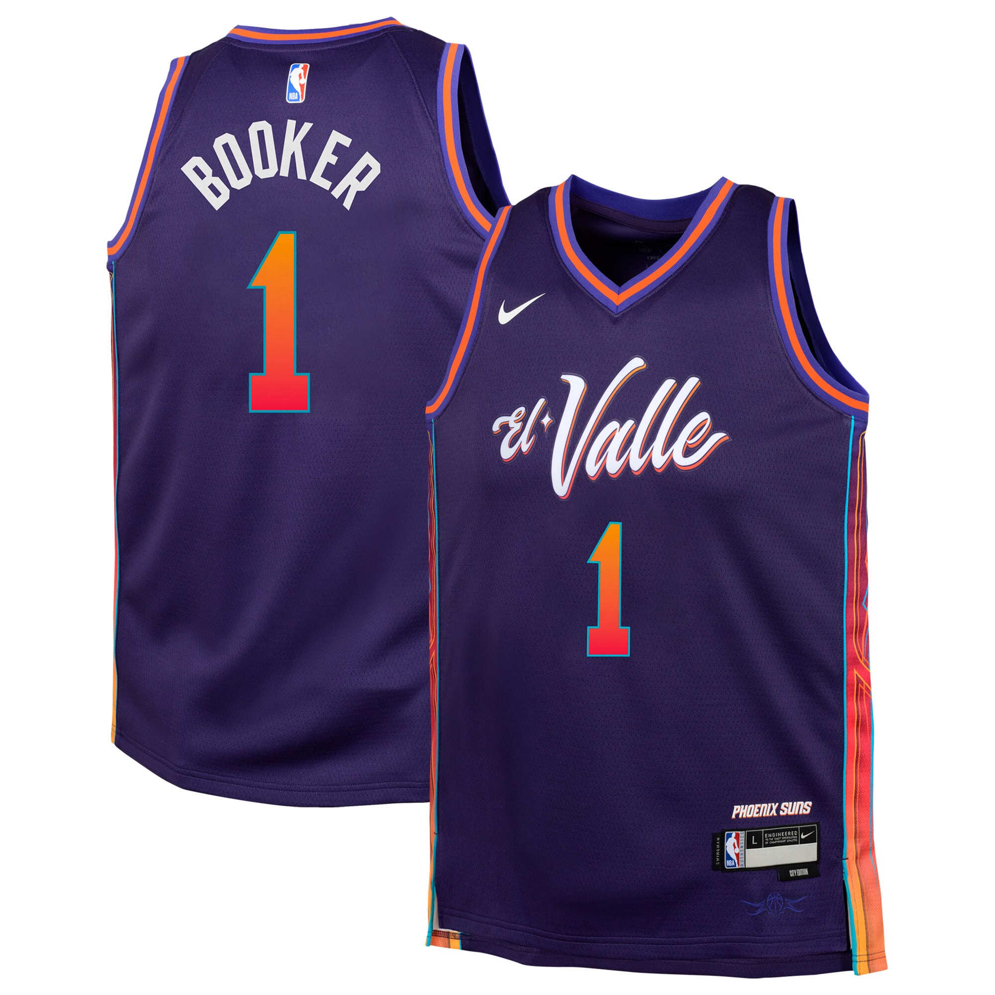 Youth Phoenix Suns Devin Booker  Purple 2023/24 Swingman Replica Jersey - City Edition