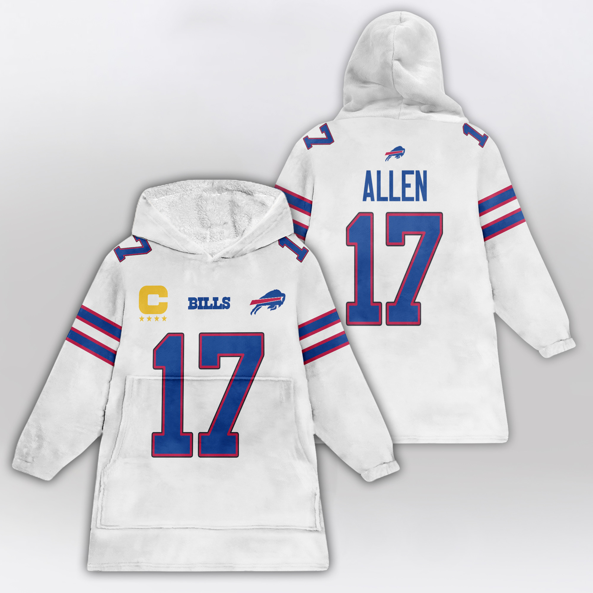 Adult Captain J.A 17 Buffalo Football Unisex Blanket Hoodie