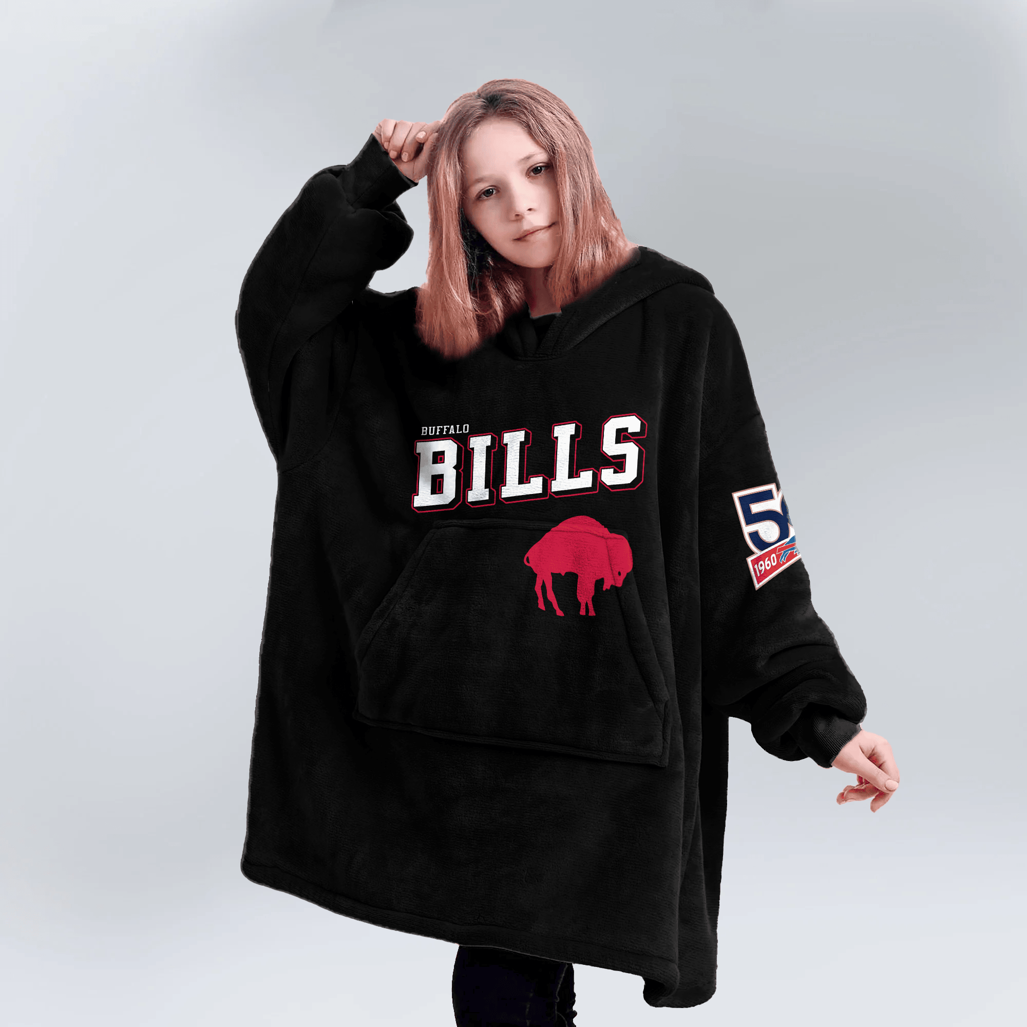 Kid Buffalo Football Unisex Blanket Hoodie