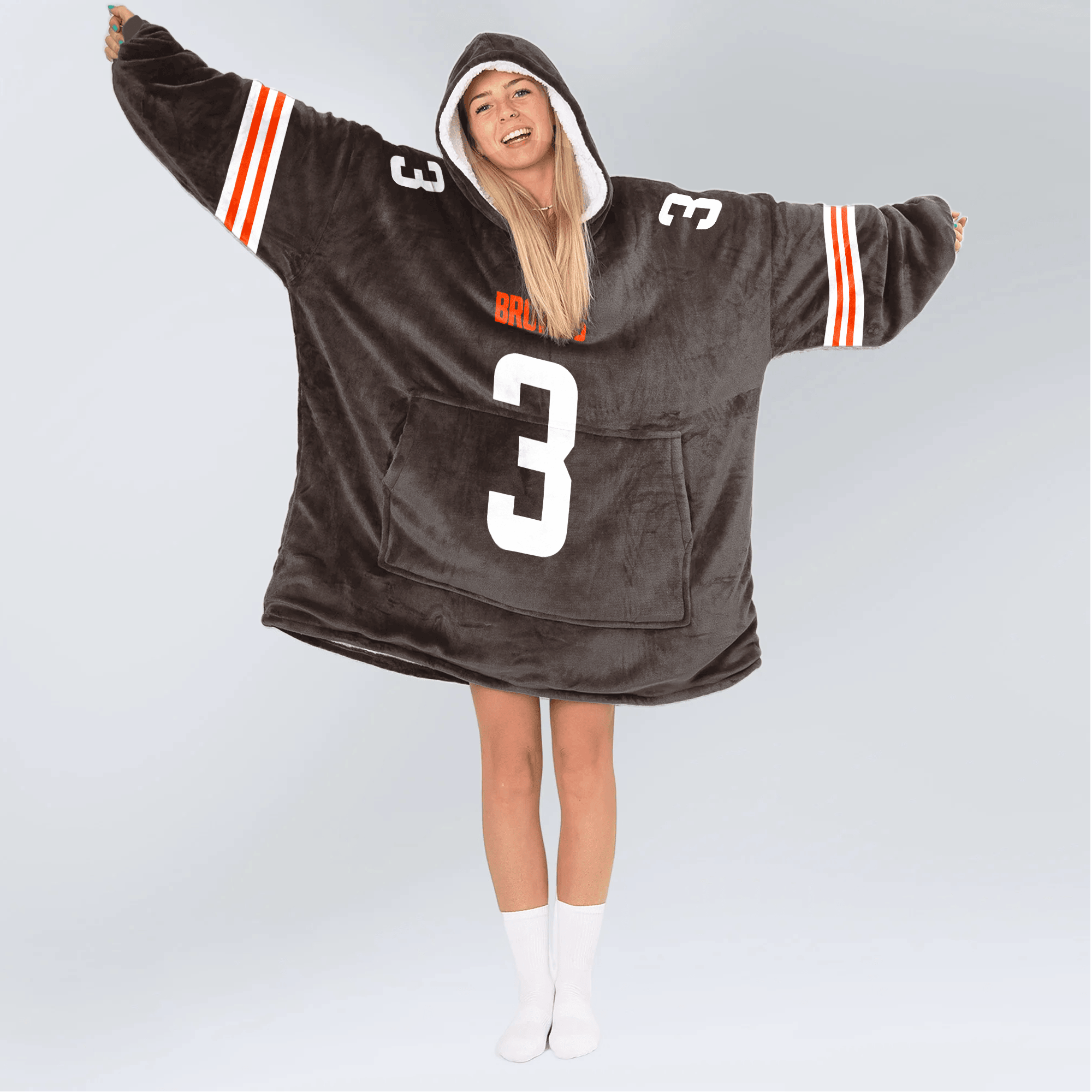 Adult J.J 3 Cleveland Football Unisex Blanket Hoodie