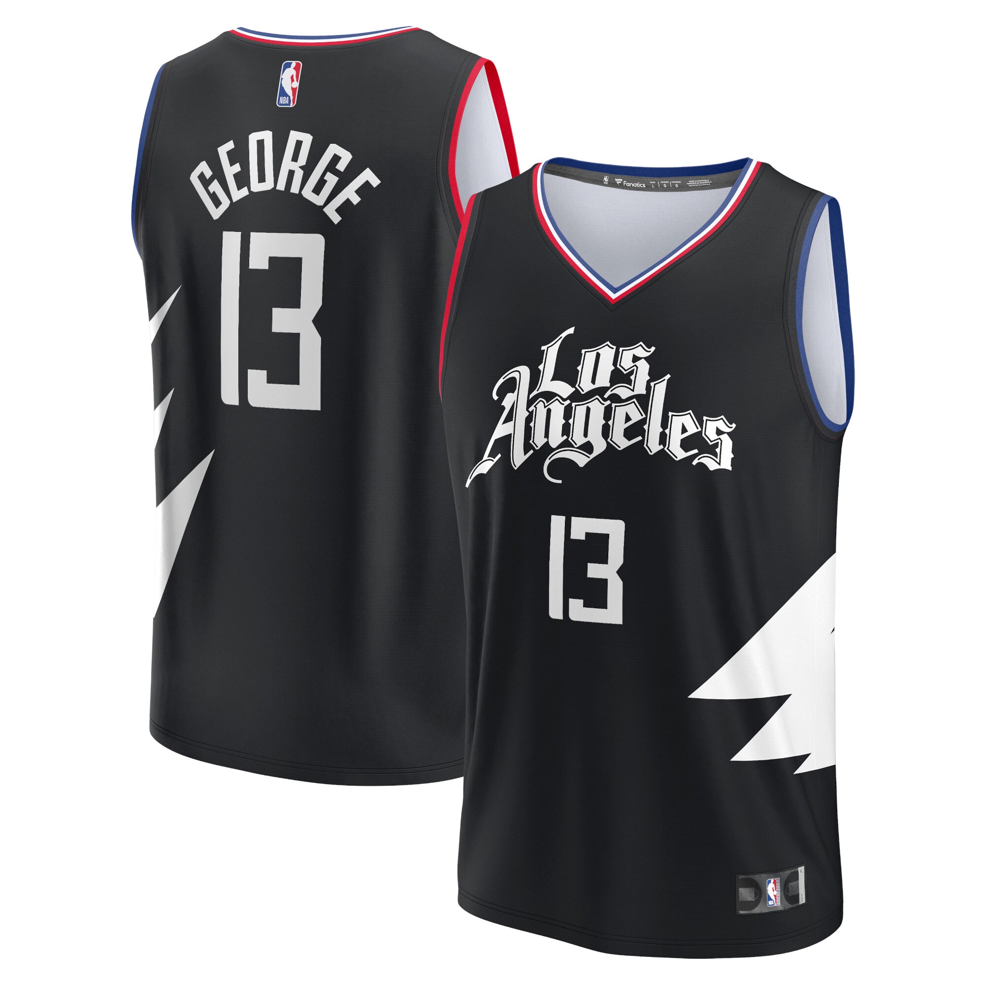 Paul George LA Clippers  Youth 2021/22 Fast Break Player Jersey Black - Statement Edition