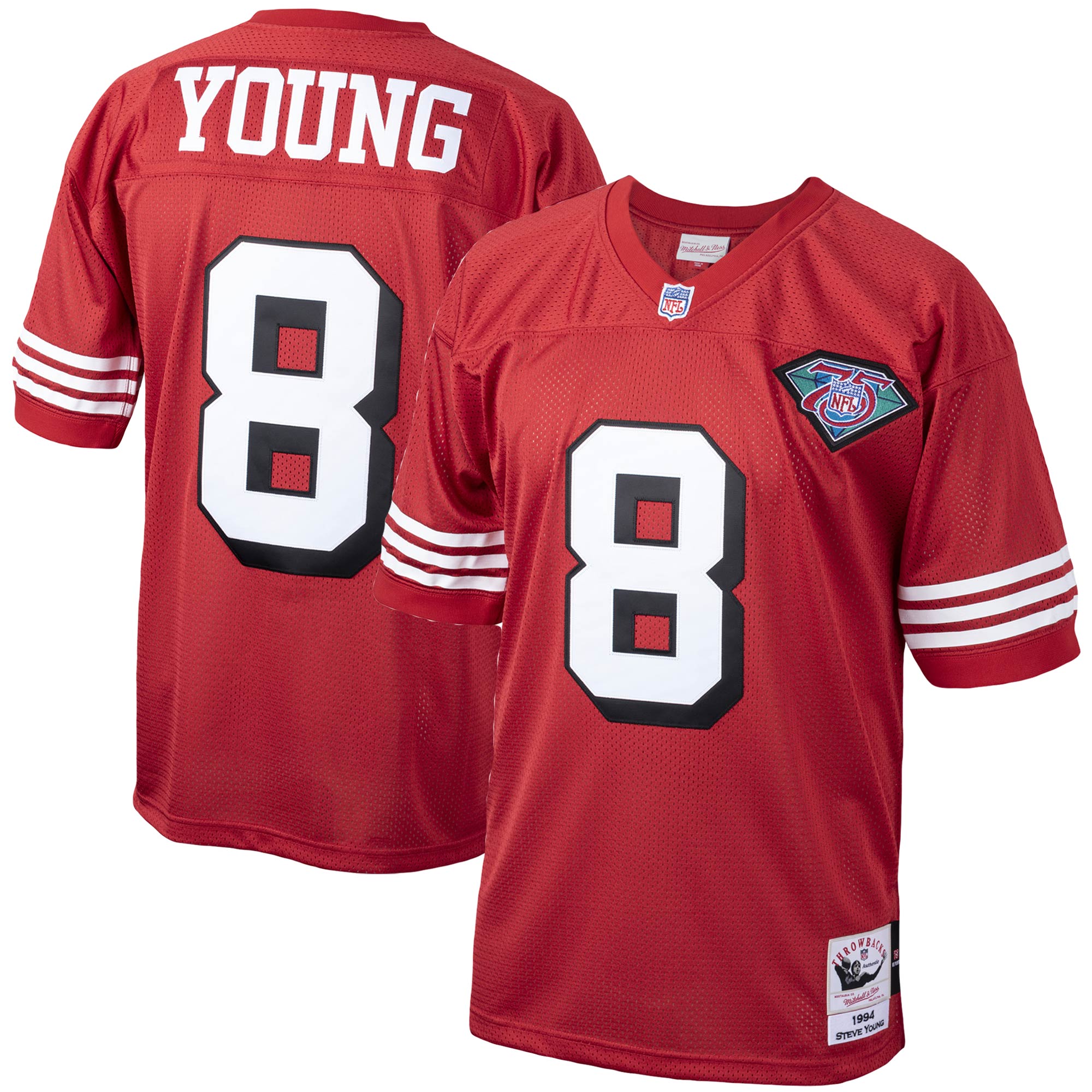 Steve Young San Francisco 49ers  1994 Authentic Throwback Retired Player Jersey - Scarlet