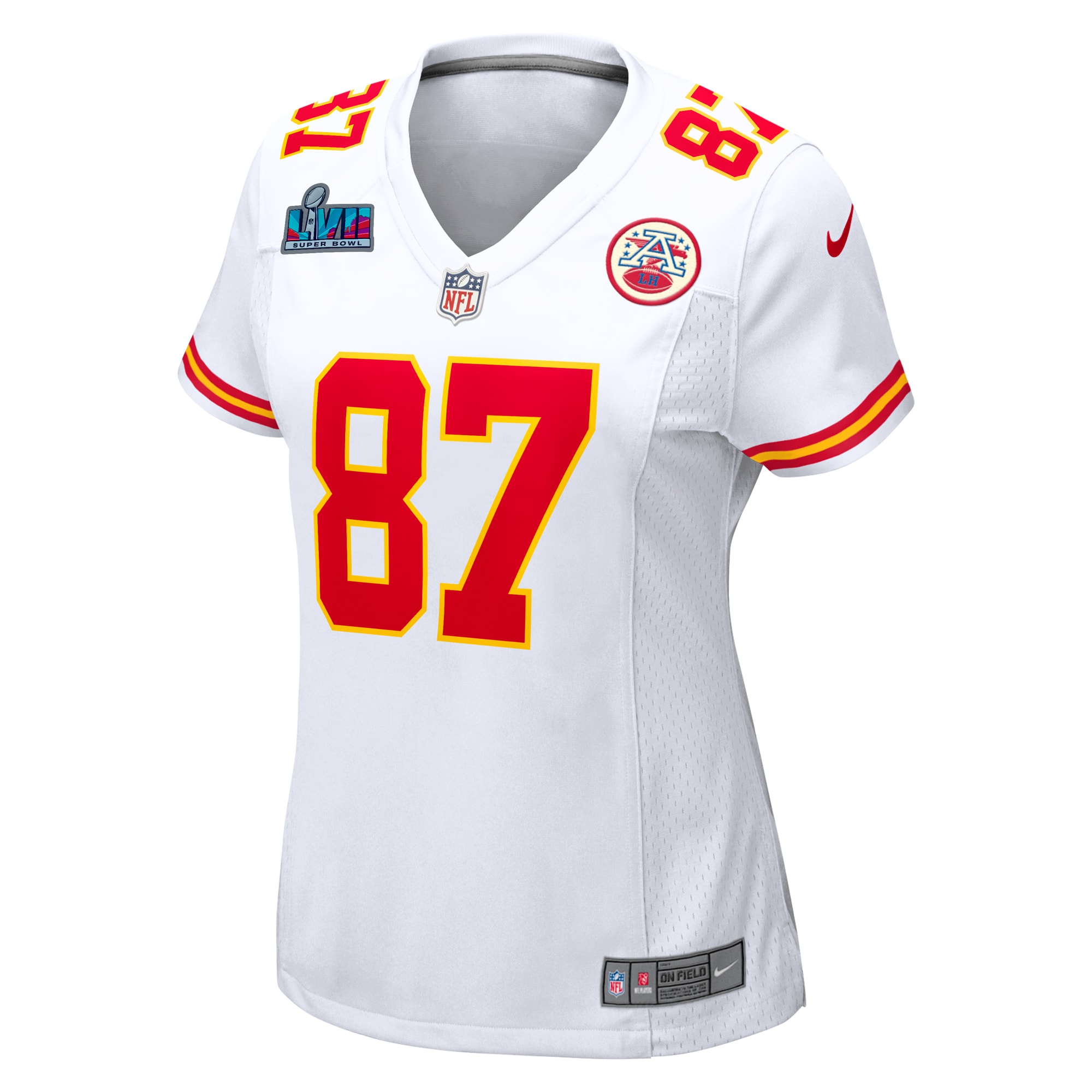 Travis Kelce Kansas City Chiefs  Women's Super Bowl LVII Patch Away Game Jersey - White