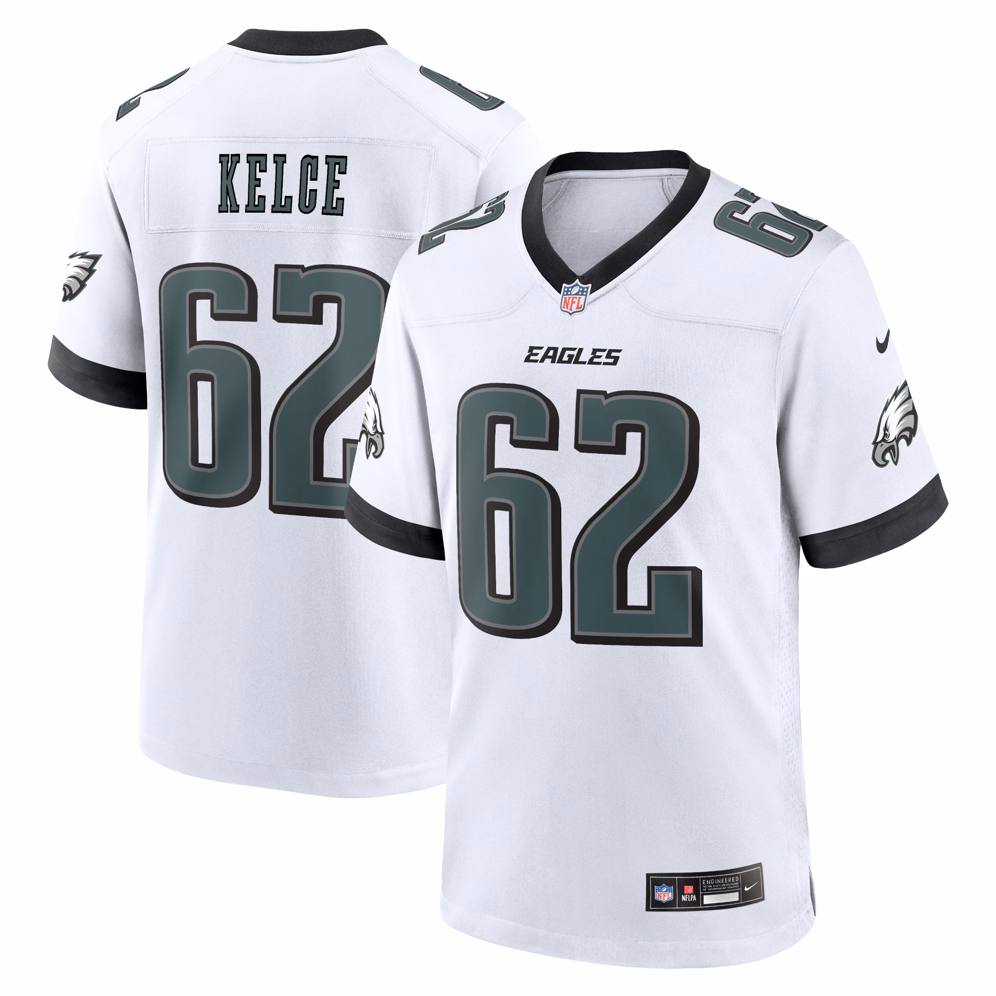 Jason Kelce Philadelphia Eagles #62 White Game Jersey - White